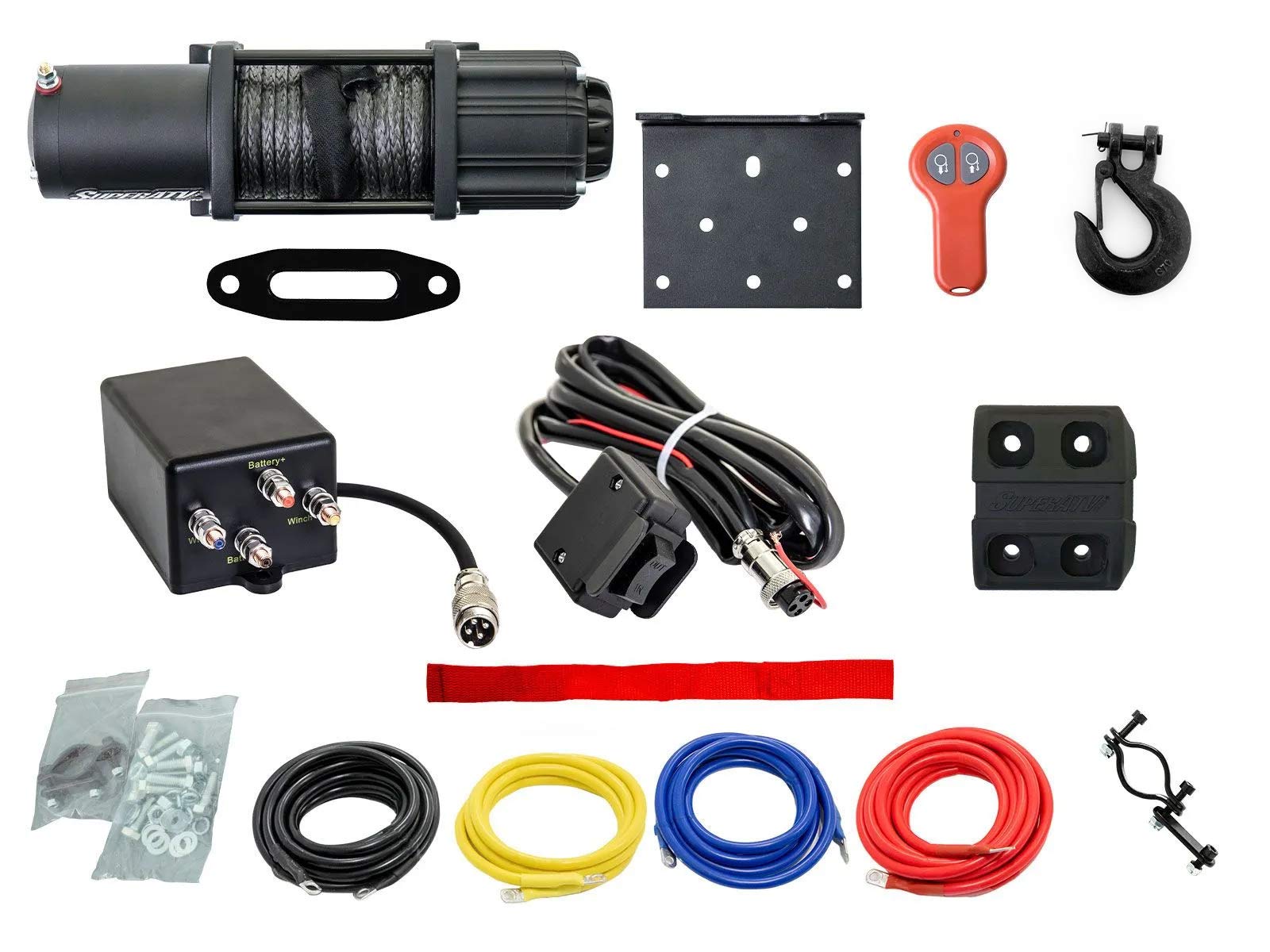 SuperATV Black Ops 4500 LB Winch with Winch Mounting Plate for Can Am