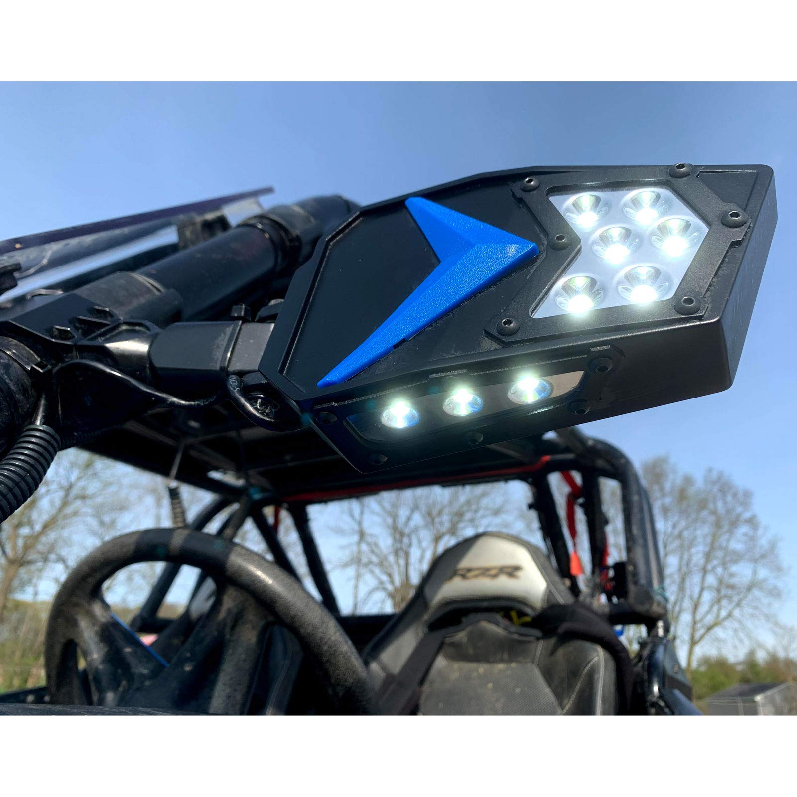 MCSADVENTURESLed Rock Light UTV Side Mirrors Set With LED Lights Switch And Harness For Polaris RZR 900 s 1000 xp Pro Turbo