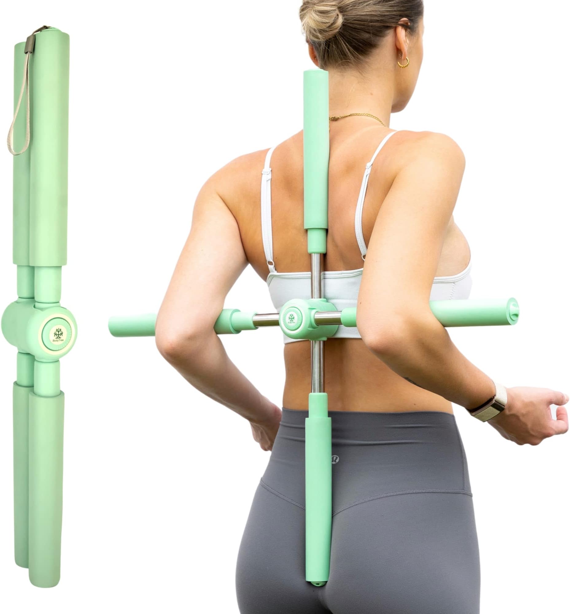 Posture Corrector Yoga Cross Stick - Back Pain Relief for Men Women - Back Stretcher and Straightener for Upper and Lower back - Stretch Pole - Neck hump Cracker bar Cracking device brace