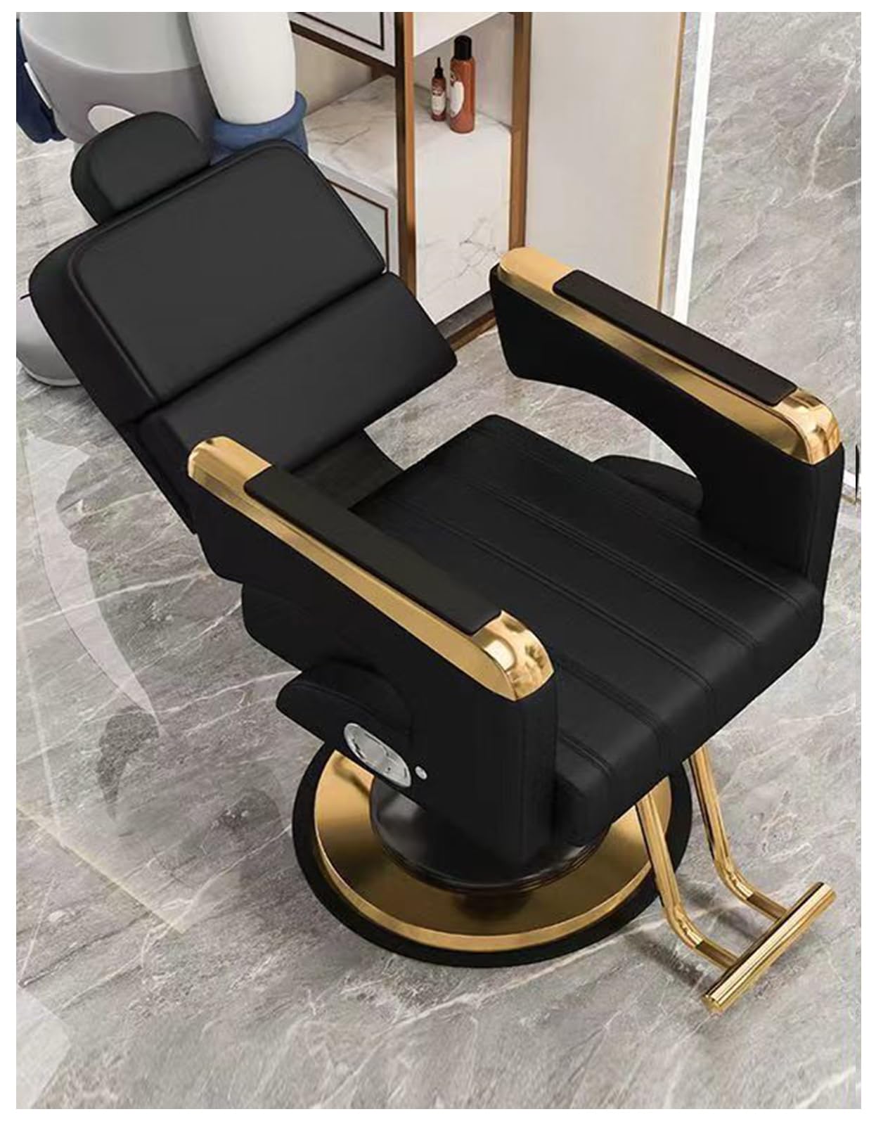 Sedia da Barbiere Classica Girevole 360° Altezza Regolabile Pompa Idraulica 150 kg per Salone