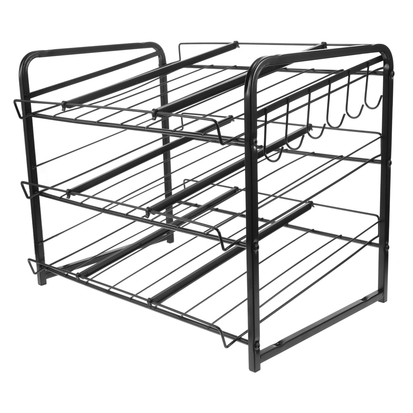 Toyvian 3 stöckiger Edelstahl Vorratskammer Organizer für Küchen Snacks und Konserven Stapelbar und Verstellbar für Verschiedene Dosen für Speisekammer und Küchenschrank