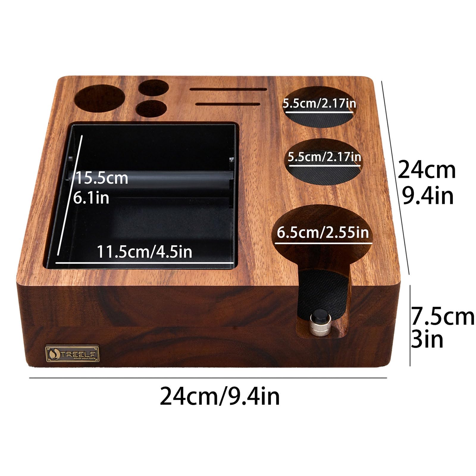 Stabile Pekannuss Kaffeezubehör Aufbewahrung mit elegantem Design, um Ihren küchenfreundlichen Kaffeewagen zu ergänzen