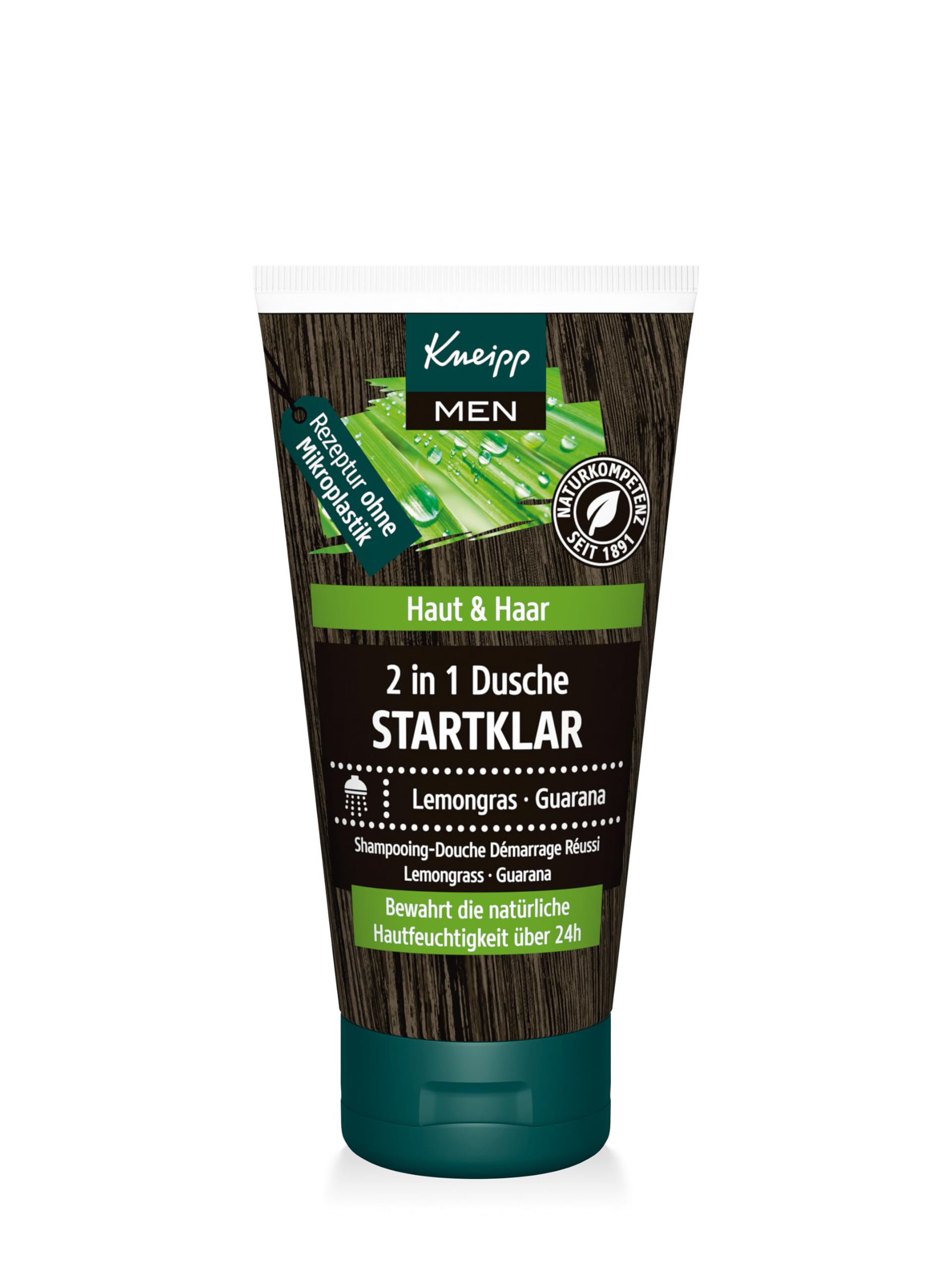 Kneipp MEN 3-in-1 Men's Shower Startklar Travel Size - Invigorating Shower Gel for Skin, Hair & Face - Vegan - Formulation without Microplastics - 50 ml