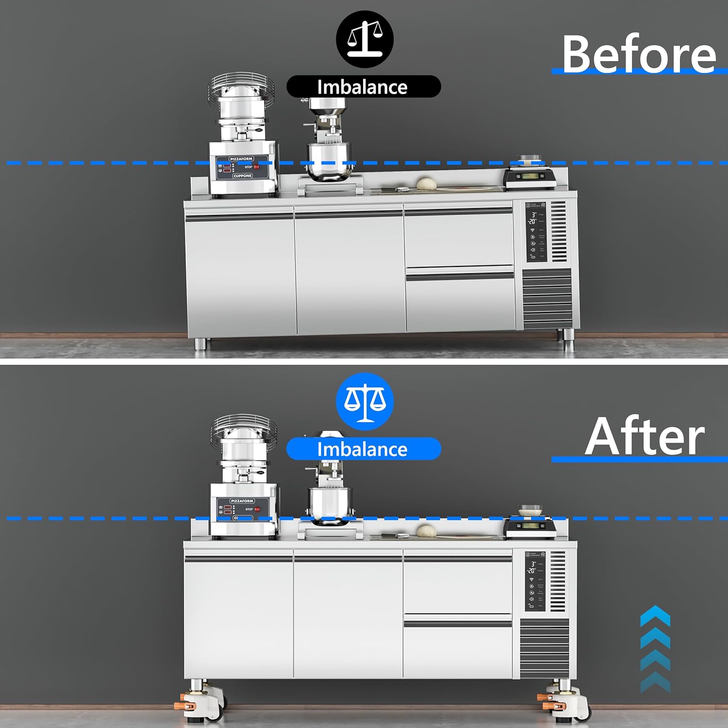 Heavy Duty Leveling Stem Casters - Workbench Caster with Upgraded Ratchet Arm for Equipment, M12 Thread Stem Casters 2200 LBS, Adjustable Wheels for Furniture, Workbench & Machine