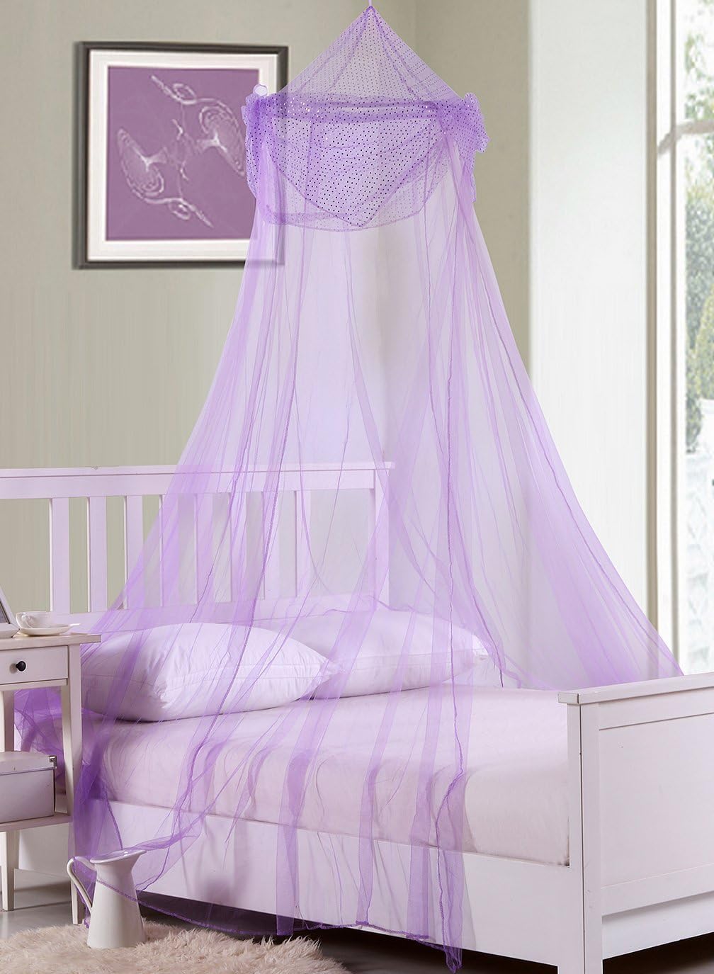 Cotton Loft Fantasy Kids 5008763 Raisinette Kids Collapsible Hoop Sheer Bed Canopy, Pink, One Size