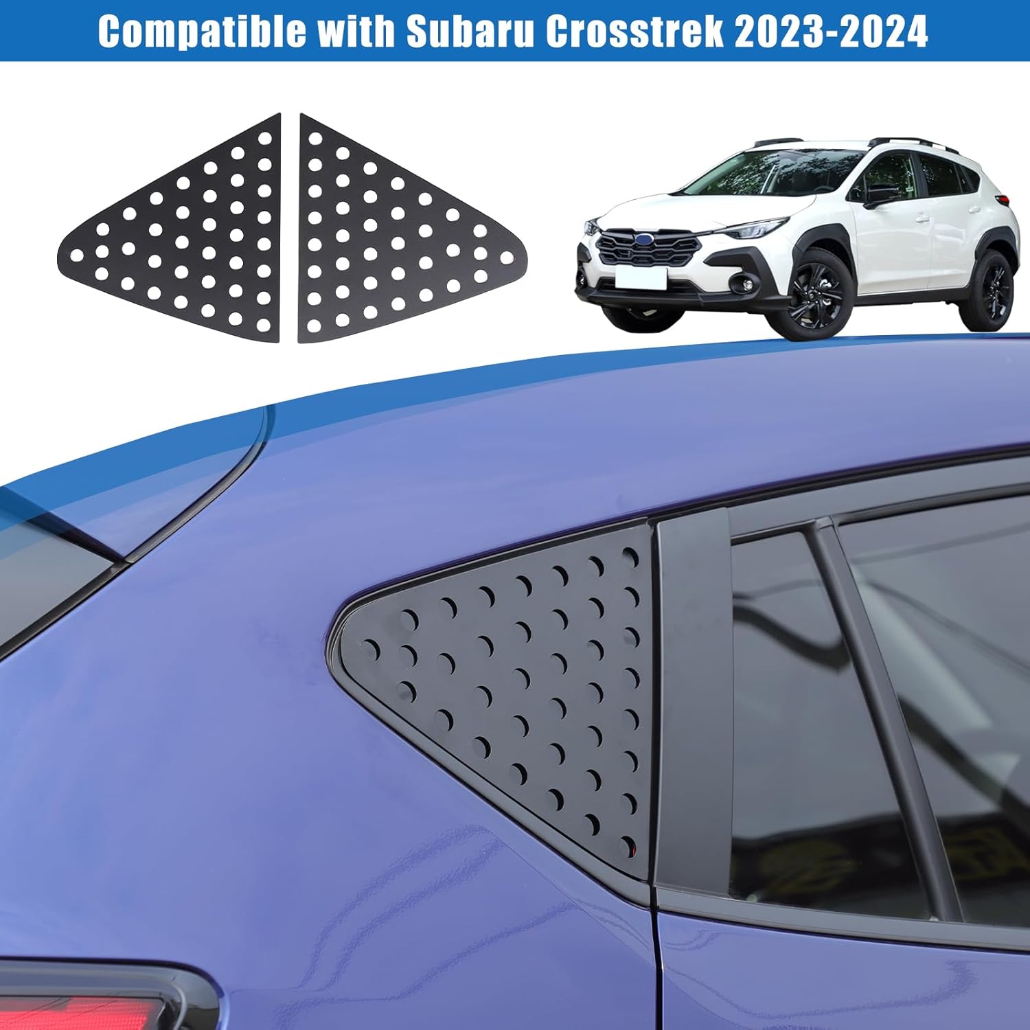Car Rear Side Window Louver Cover Trim Compatible with Subaru Crosstrek 2024 2025，Aluminum Alloy Car Louvers Rear Side Window Louvers Shutter Cover Decorative Accessories (Black A)