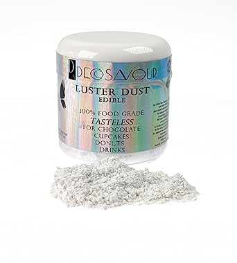 Crystal White Luster Dust Edible for Drinks, Cakes and Chocolate - 15g Pack - Diamond White Dazzle Dust Powder Food Coloring for Wet-Dry Application, Tasteless, Vegan, Gluten Free