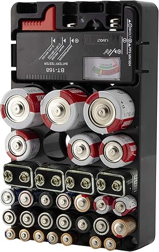 Miniatura 4 de Eternal Living Herramientas y mejoras para el hogar Probador y organizador universal de baterías  Comprobador de batería para pilas AA AAA C D 9V