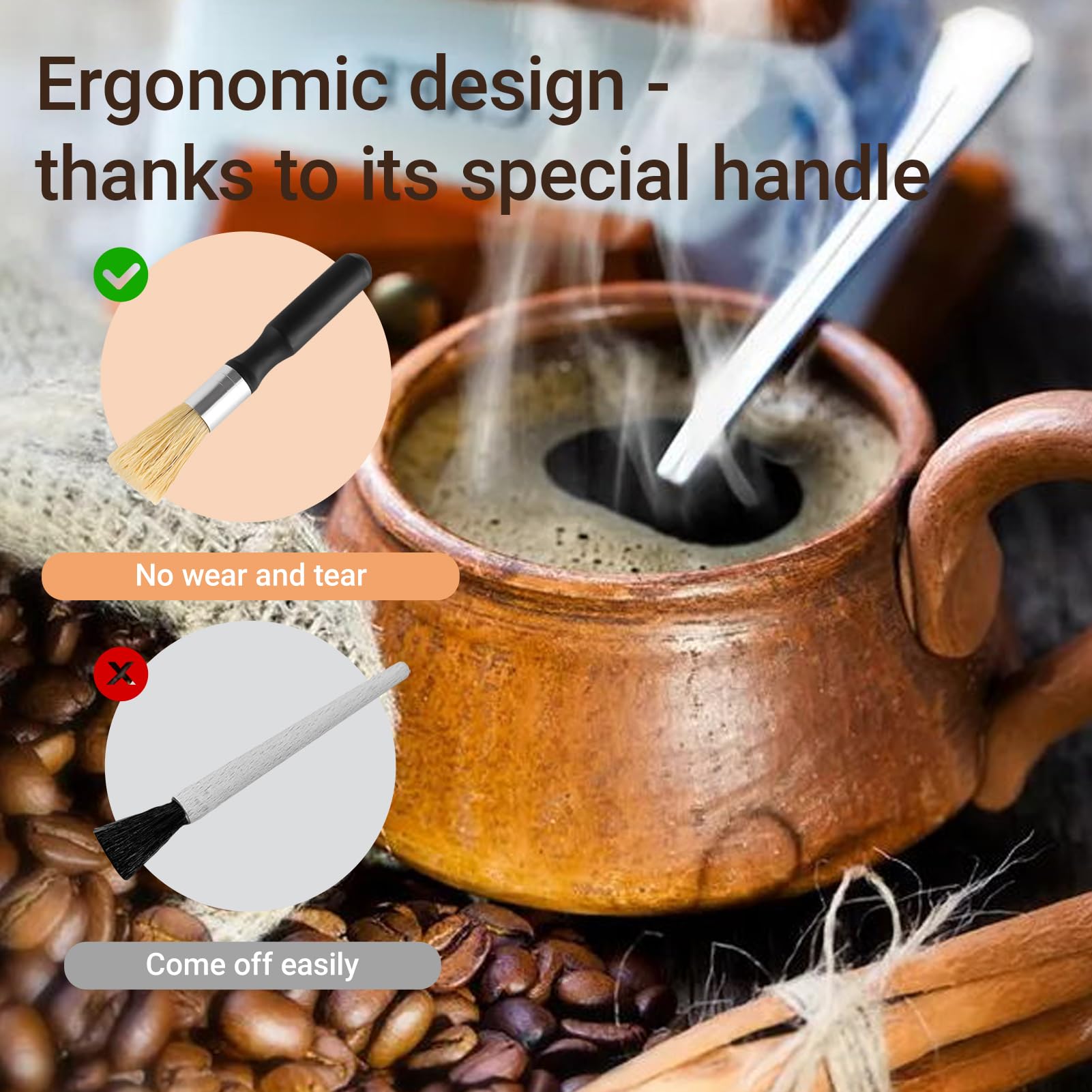 2 sztuki pędzli Barista, pędzelek do kawa, szczotka do czyszczenia, do młynków espresso, akcesoria barista, pędzel kuchenny, naturalne włosie