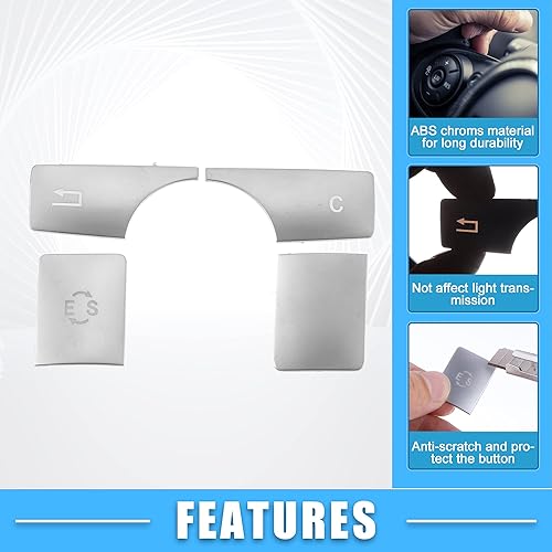 Miniatura 3 de Consola central multimedia Radio ES botón cubierta etiqueta CD Control botón cubierta para Mercedes-Benz Clase E ABS tono plateado