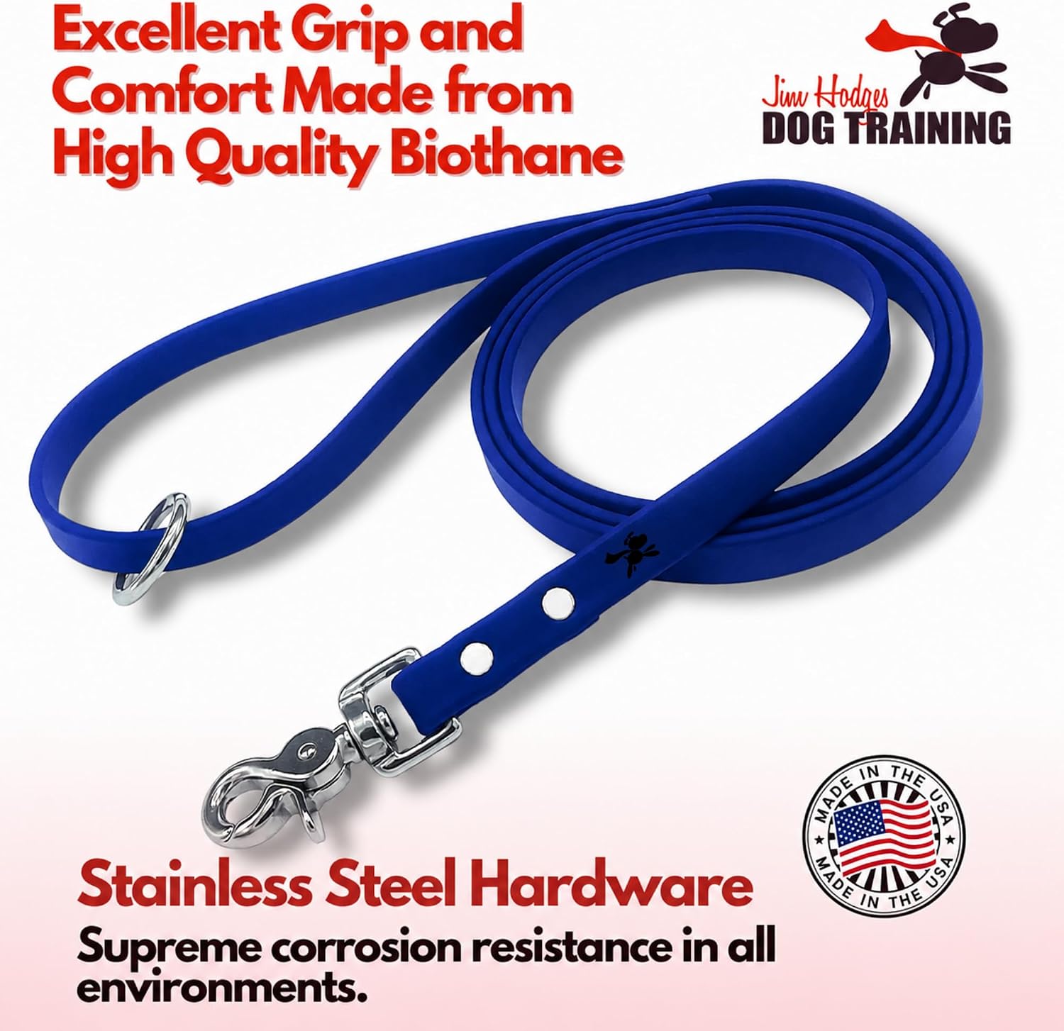Gummy K9 Biothane Dog Leash, Professional Training Lead, Stainless Steel, New Advanced Safety Clasp, Weatherproof, Waterproof, Long Lasting, 6 Ft (3/4 Blue), Small, Medium, Large Dogs, Made in USA image 4