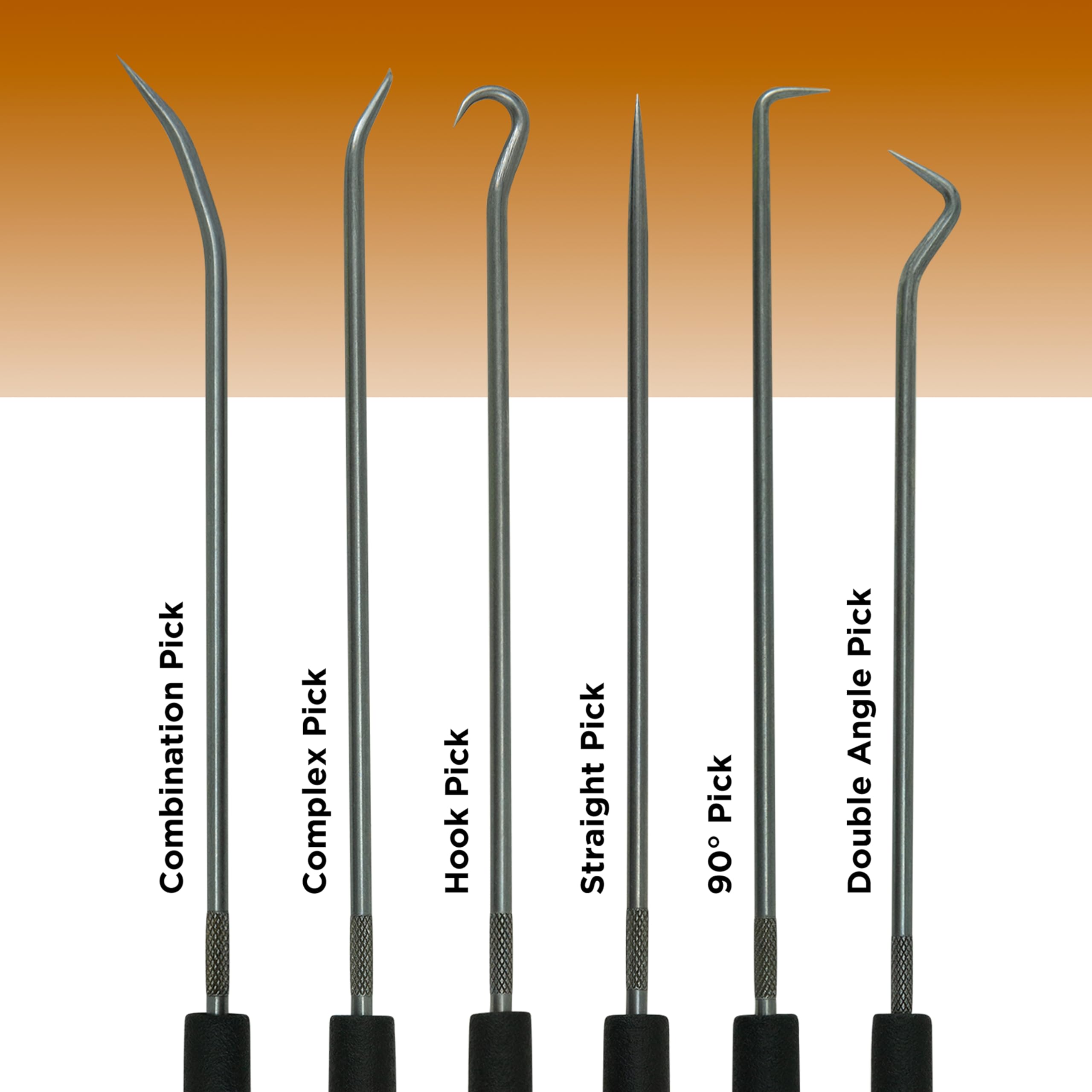 Ullman 6pc Hook Pick Set 9 In Long Straight Right Angle Complex USA MADE CHP6-L - Foto 3