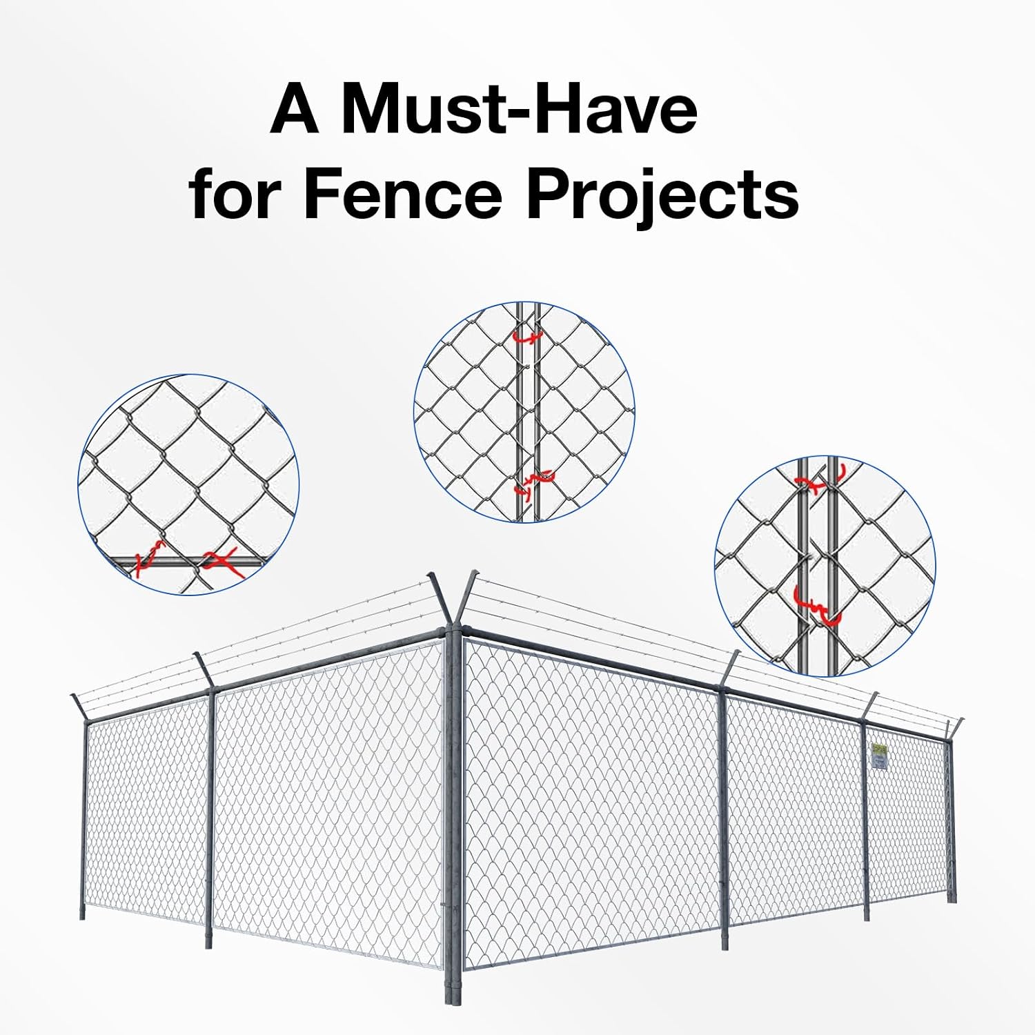 100 Pcs Chain Link Fence Wire Ties,10.5 Inch High-Grade Stainless Steel Metal Fence Ties for Chainlink Fence,Wire Fence Ties for Fence Repair & Installation