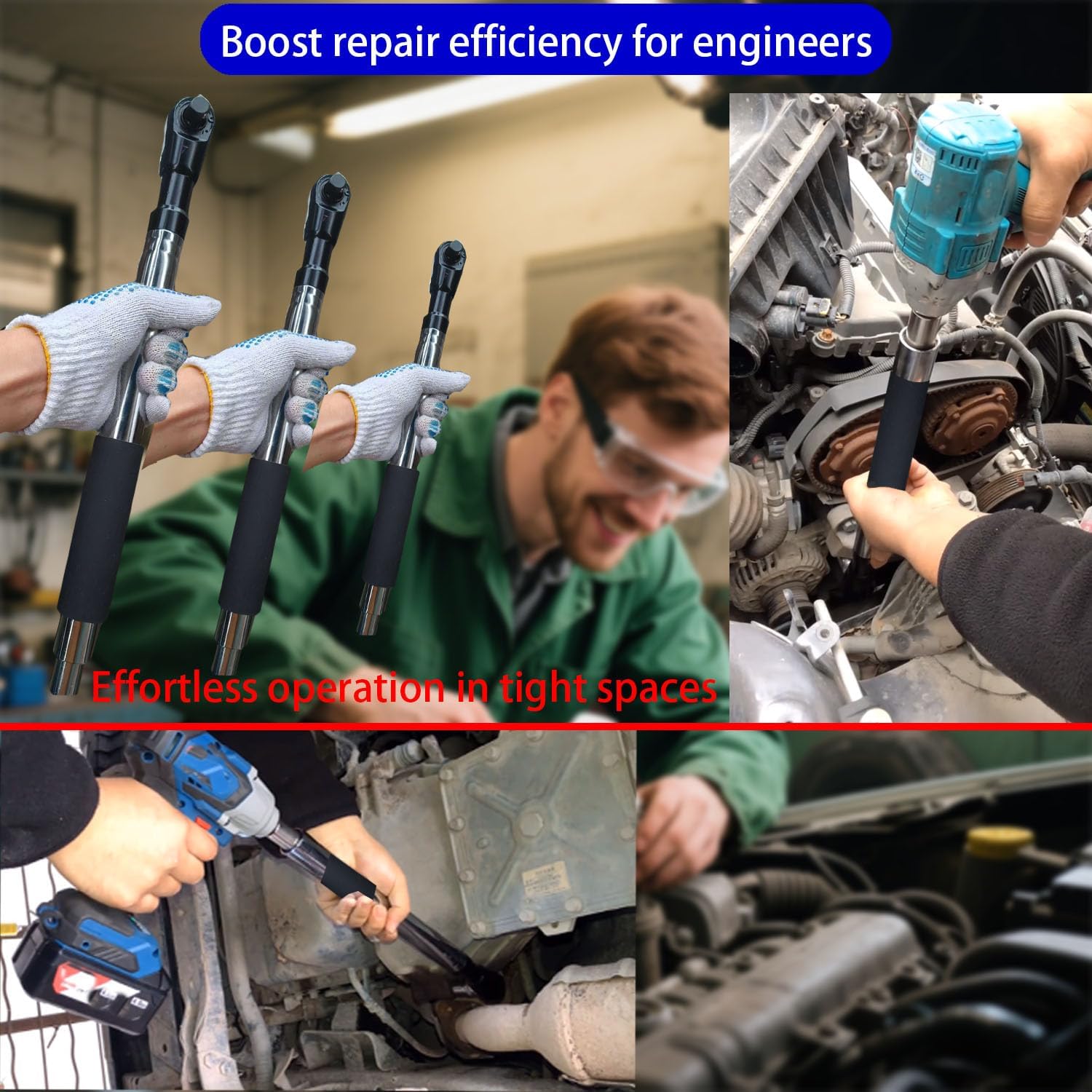 Offset Wrench Extender - 1/2" Drive Impact Wrench Adapter, Heavy-Duty Ratchet Extension for Tight Spaces, Fits Standard Sockets