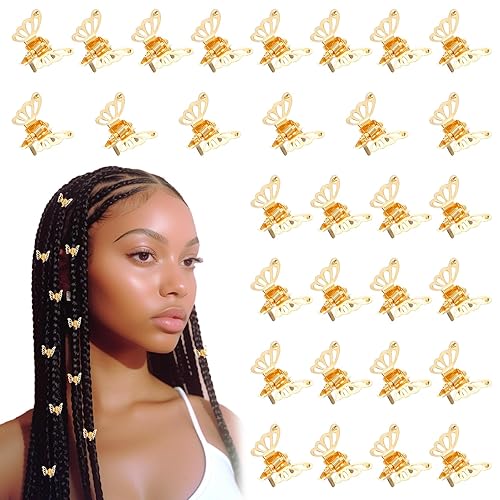 Ouligay 30 Pcs Gold Butterfly Hair Clips for Women,Hair Rings
