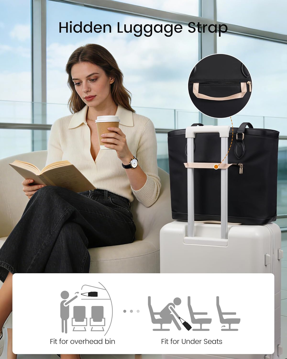 LOVEVOOK Laptop Tote Bag for Women, Lightweight Waterproof Work Tote with Cup Holder, Large Computer Handbag Purse Briefcase - Image 6