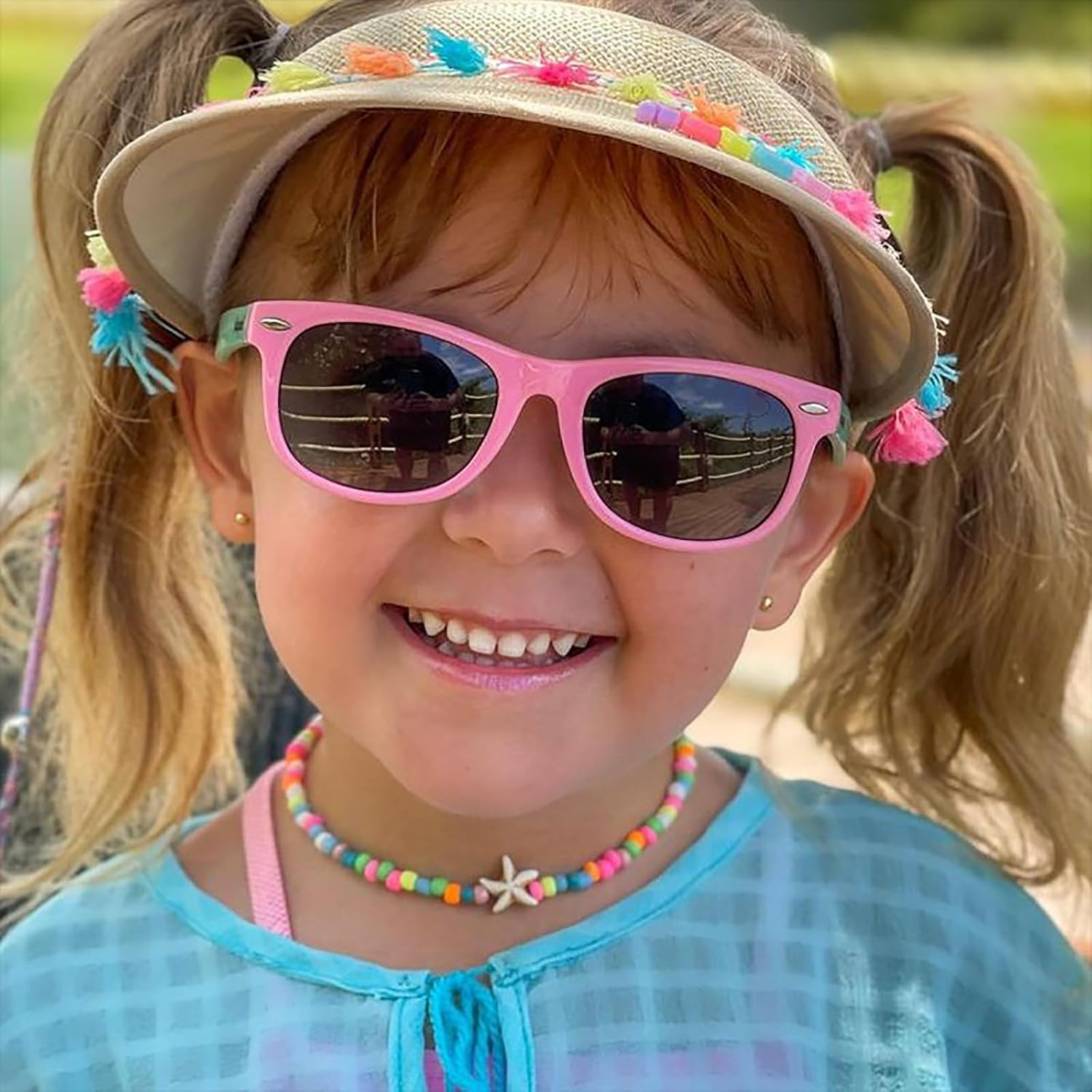 Kids Sunglasses for Girls & Boys 3-12, Polarized Toddler Sunglasses with Strap Flexible Rubber Frame, UV Protection