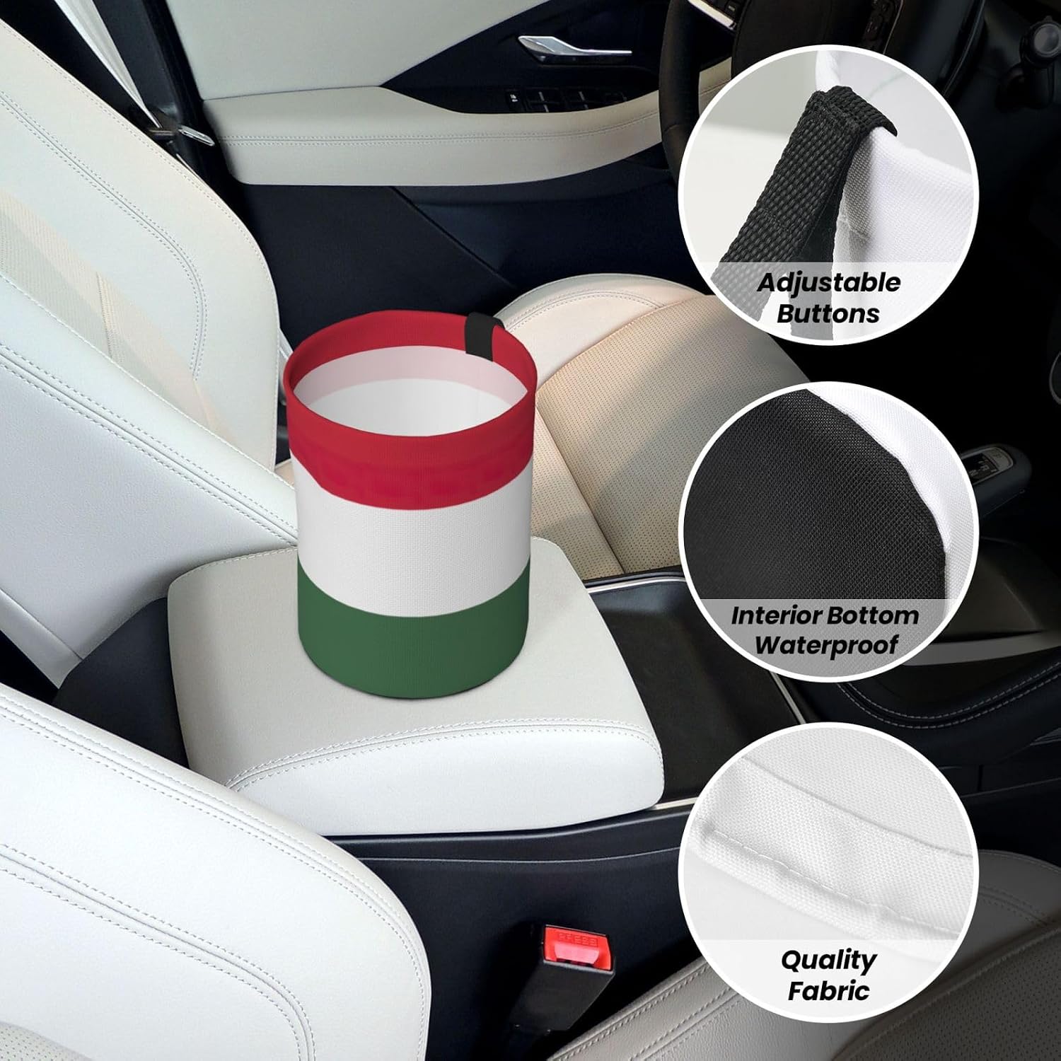 Flag of Hungary Print Foldable Car Trash Can,Hanging Car Garbage Can,Waterproof Car Garbage Bin, for Travel Camping