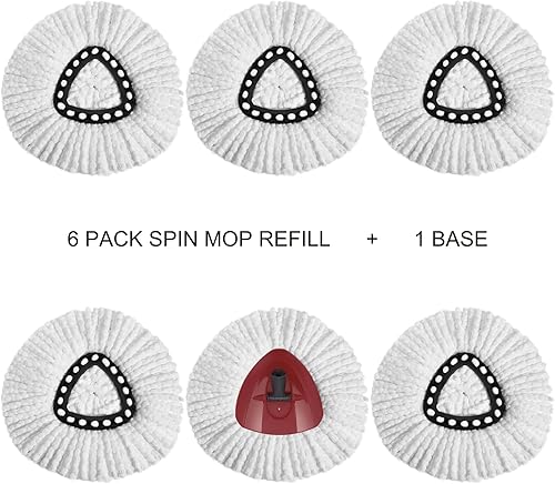 Miniatura 7 de Paquete de 6 cabezales de repuesto para trapeador giratorio, compatible con O Cedar Easy Wring Spin Freed, para 1 sistema de tanque de limpieza de