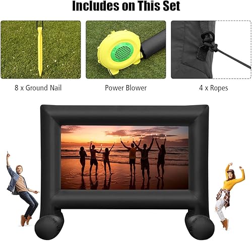 Miniatura 6 de Tangkula Pantalla inflable de proyector de cine para interiores y exteriores de 18 pies, megapelícula inflable con soplador integrado, lazos y bolsa