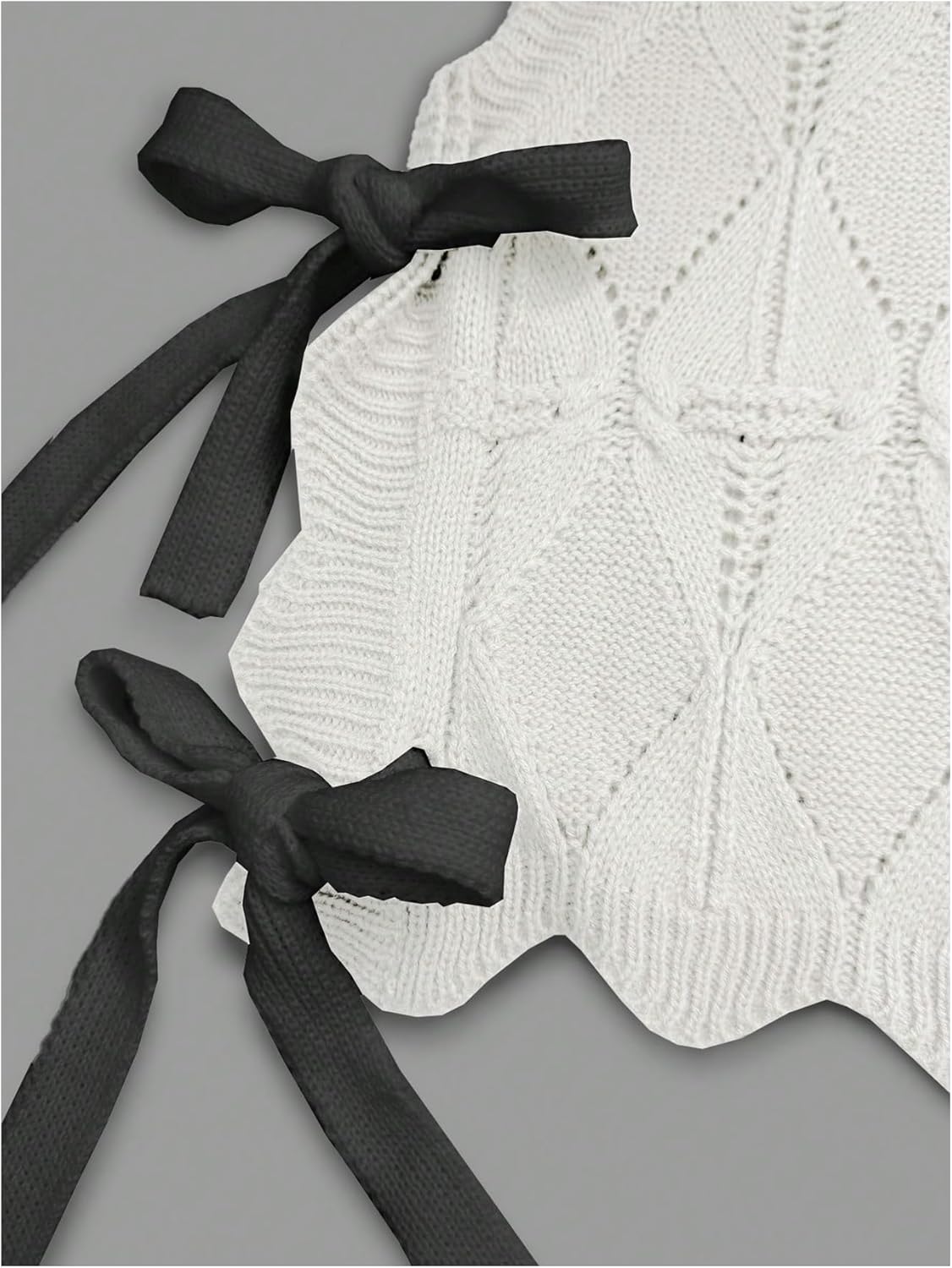 Verdusa Women's Coquette Bow Tie Sweater Vest Summer Sleeveless Crop Knit Tops - Image 4