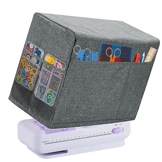 Boczif Sewing Machine Cover, Protective Cover with Essentials Storage Pockets and Side Handle, Sewing Machine Cover Dust Cover Compatible with Most Standard Singer Brother Machines and Accessories