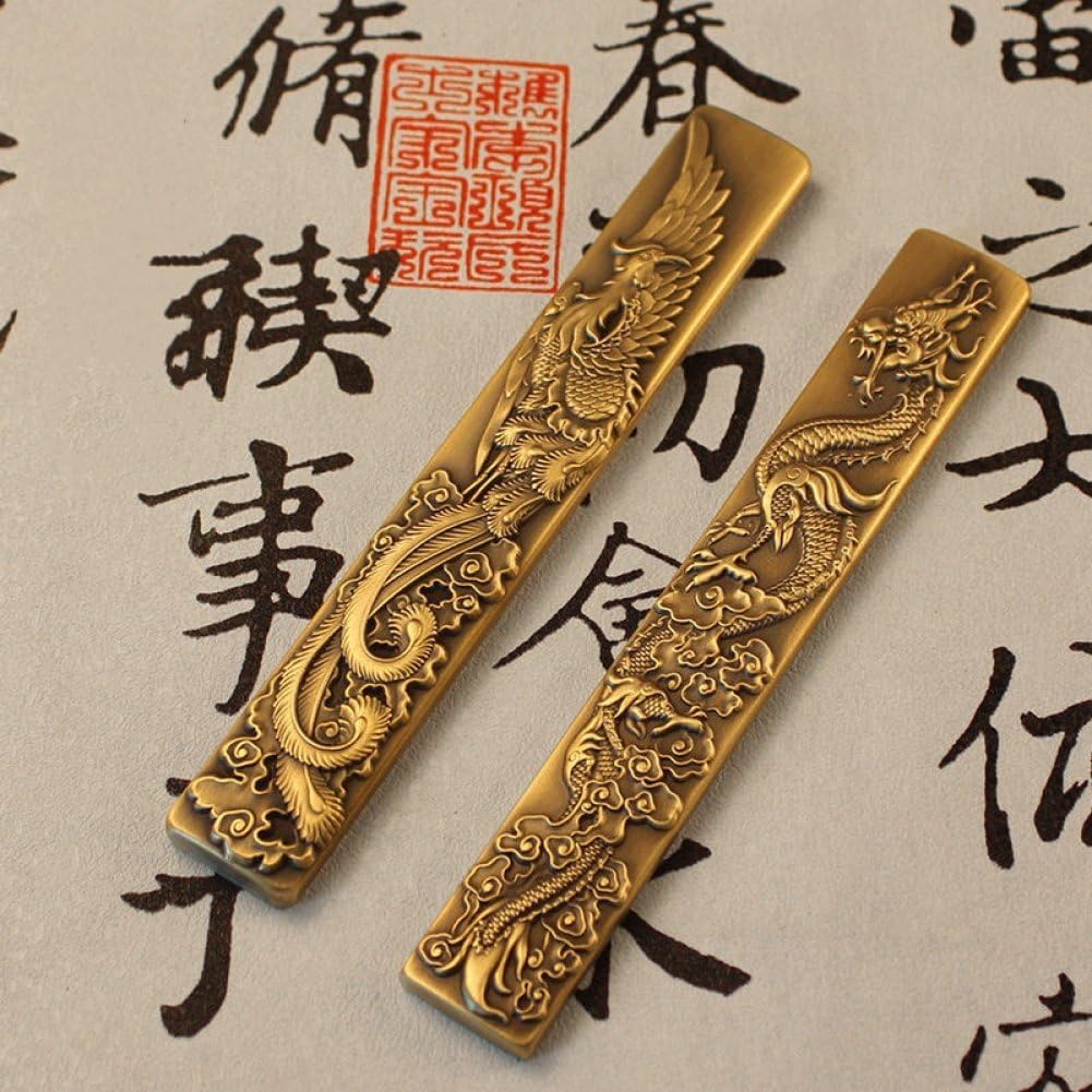 Amazon.co.jp: ペーパーウェイト 文鎮 龍、鳳凰の彫刻 アンティーク