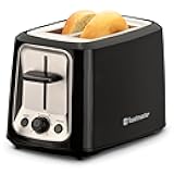 Toastmaster 2-Slice Toaster - Black with Stainless Steel - Kitchen Essential for Sandwich Bread & Breakfast Toast - Toaster with Wide Slots, High Rise Toast Lift & Cool-Touch Exterior