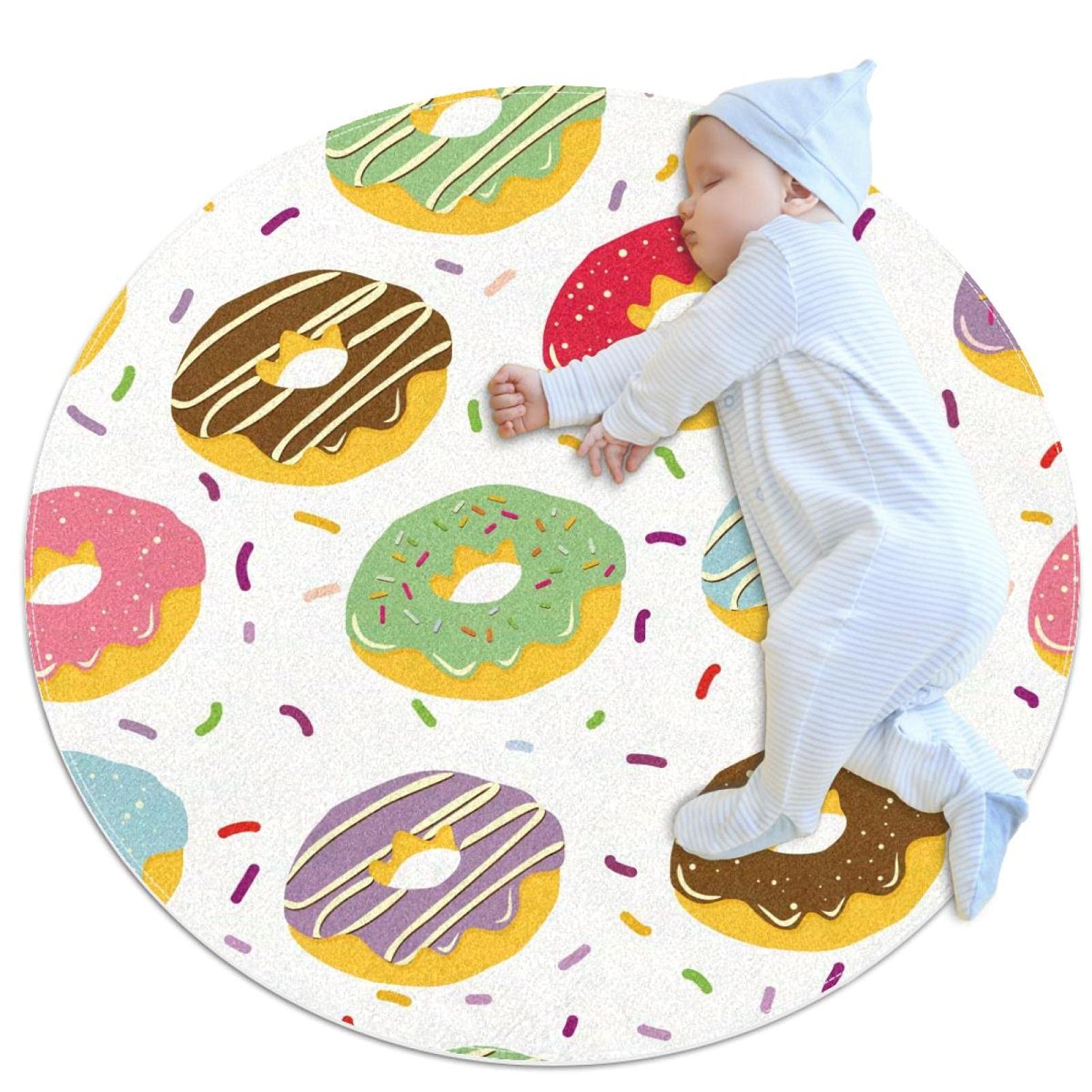 Tapis rond donuts pour chambre d'enfant JDEZ 100cm