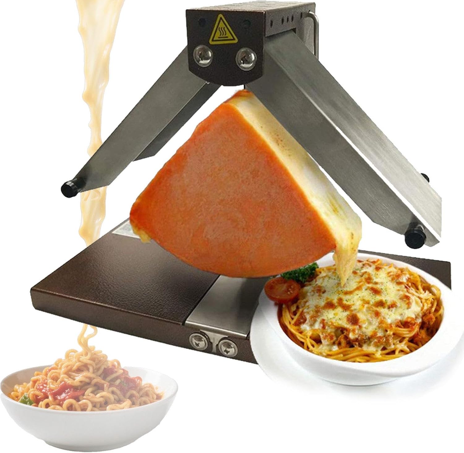 Professional Cheese Cooker 600w, Adjustable Sliding Grill with Flip Mechanism, for Half Round Triangle Long Bar, Iron Construction, Universal Fit A