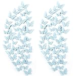Outus 120 Pcs Blue 3D Butterfly Decorations Butterfly Wall Decor Removable for Crafts Birthday Cake Decorations Bouquet Flower Arrangements