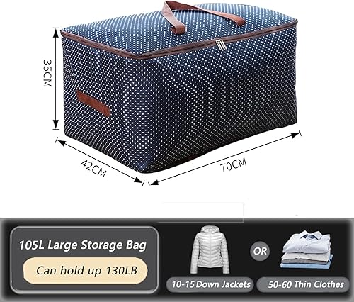 Miniatura 8 de WITERY Bolsas de almacenamiento grandes de 180 litros, 2 unidades, impermeables, a prueba de humedad, con cremallera, bolsa de transporte para la