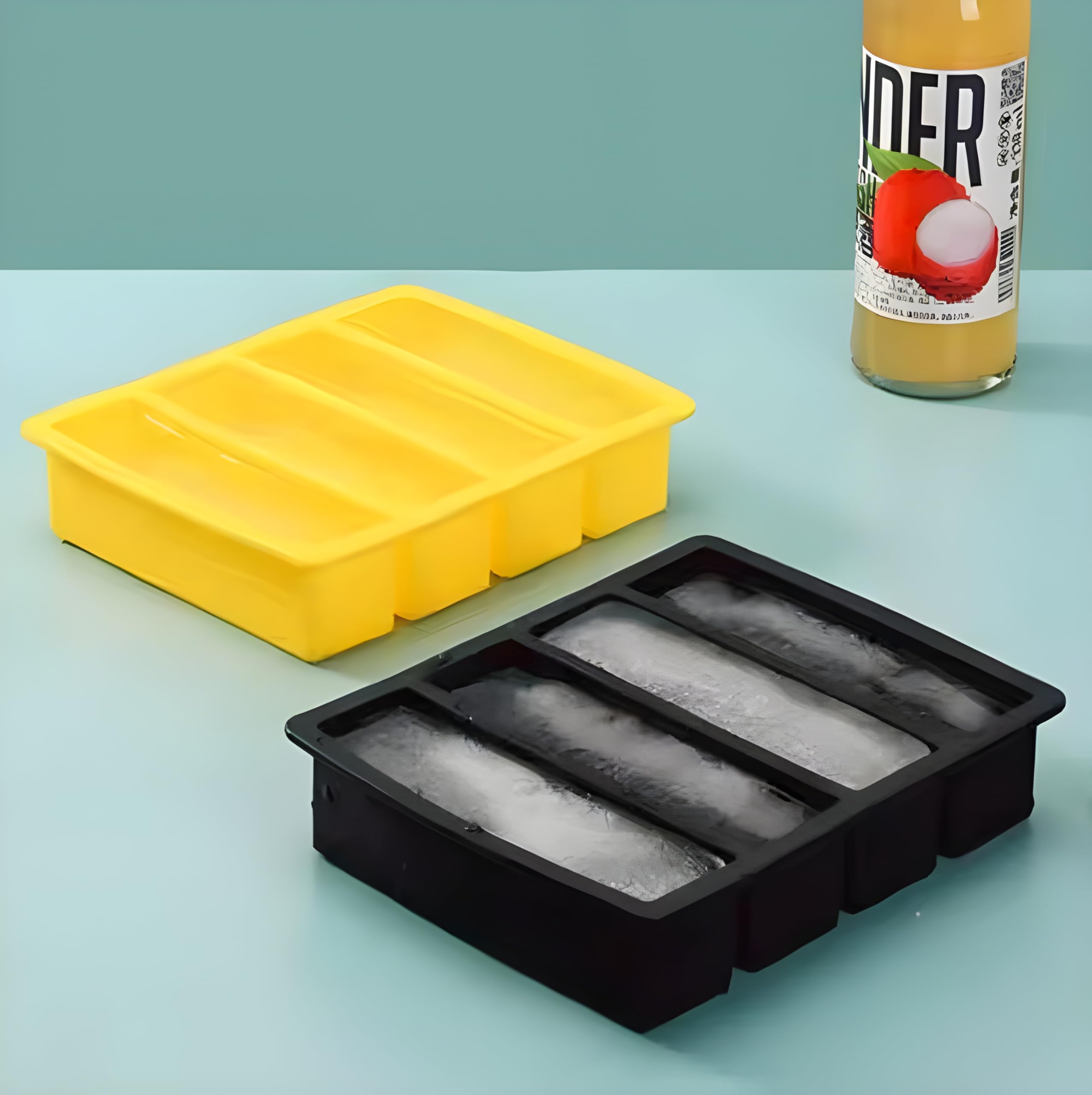 Kepzell BPA Free 4 Big Ice bar Tray Mold Giant Jumbo Large Food Grade Silicone Ice Cube Rectangle Tray Mold DIY Ice Maker Ice Cube Tray (2)