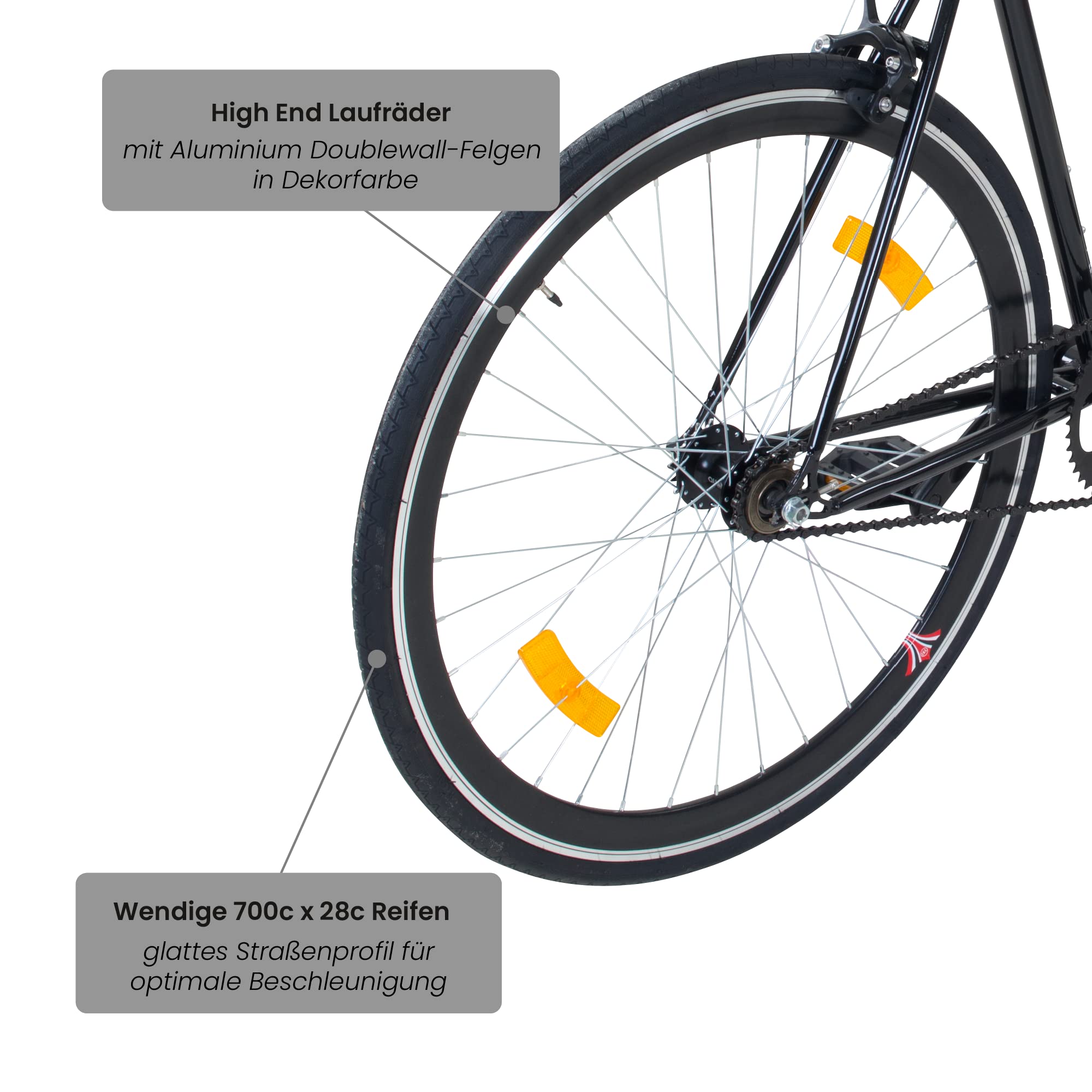 Galano Blade Fixie Bike für Damen und Herren 165-195 cm Singlespeed Fahrrad Retro 28 Zoll viele Größen Urban Bikes mit Flipflop Nabe Rennrad City