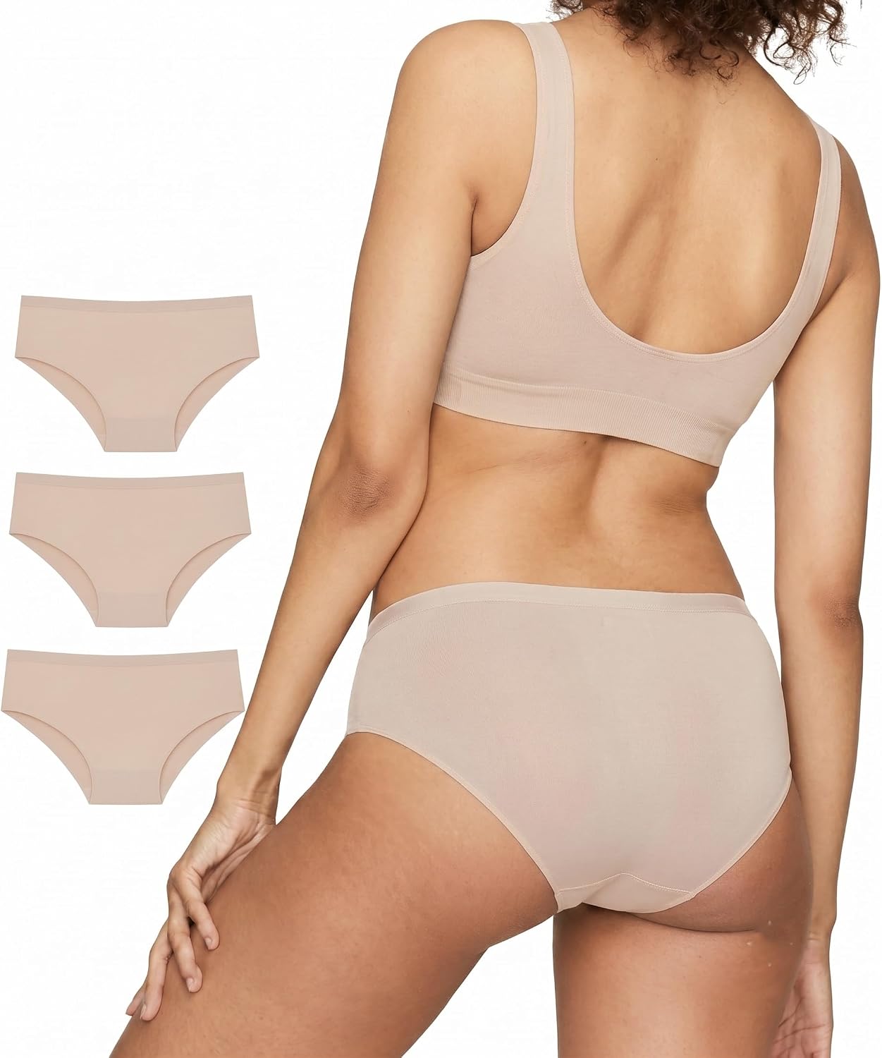 Subset Women's Organic Cotton Mid-Rise Brief 3-Pack, Extended Sizes; 2XS-4XL, Natural Knickey Undies, Breathable Underwear
