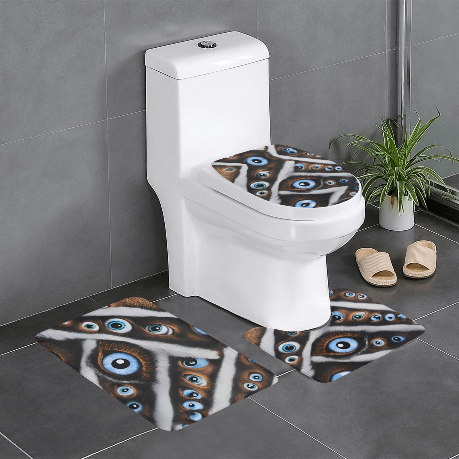 Lot de 3 tapis de bain antidérapants mauvais œil pour salle de bain