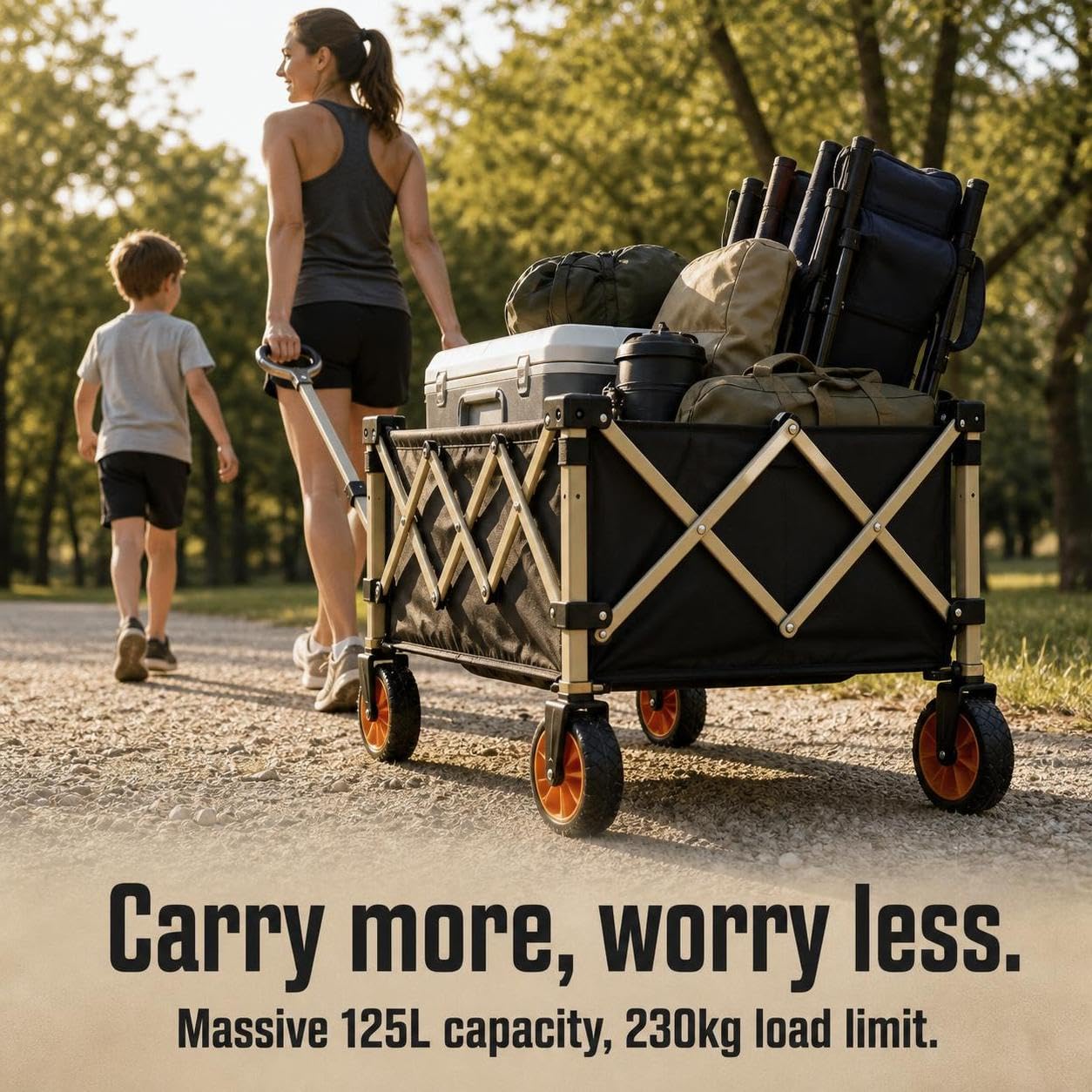 Carrello Utility Pieghevole da Esterno, Ruote universali silenziose, Carrello portatutto, Festival musicali, Per famiglie numerose, Ruota universale silenziosa standard, 5 pollici