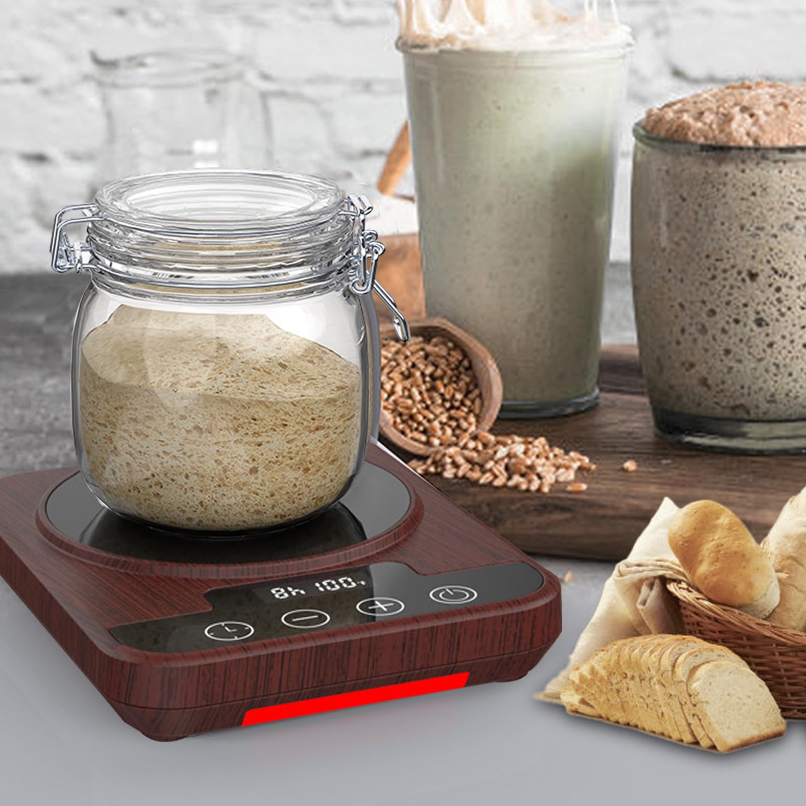 Calentador de masa madre, control 21-38℃, temporizador 12h, automático, para arrancador