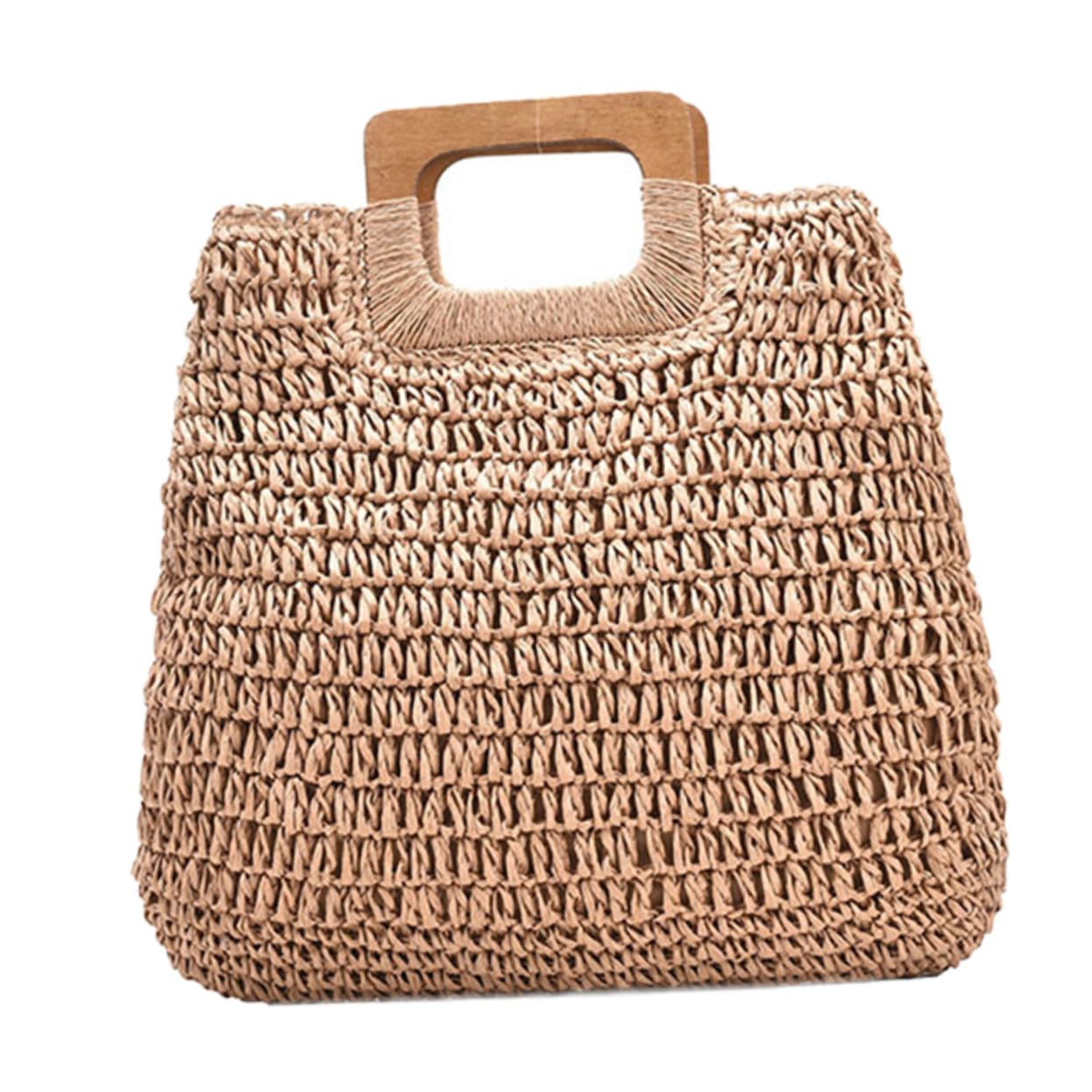 Handtasche Strand Große Strandtasche aus Stroh mit Leichtem Material und Großem Fassungsvermögen für Damen für Outdoor und Partys