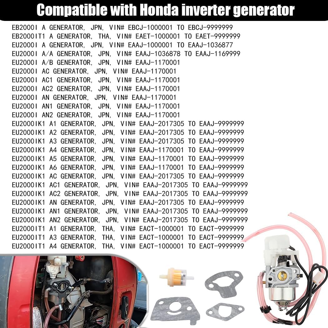 EU2000I 16100-Z0D-D03 Carburetor Compatible with Honda EB2000I EB2000iT1 EU2000iK1 EU2000iT1 BF30E B BF30E D BF30E E BF30E D/E Portable Generator Parts