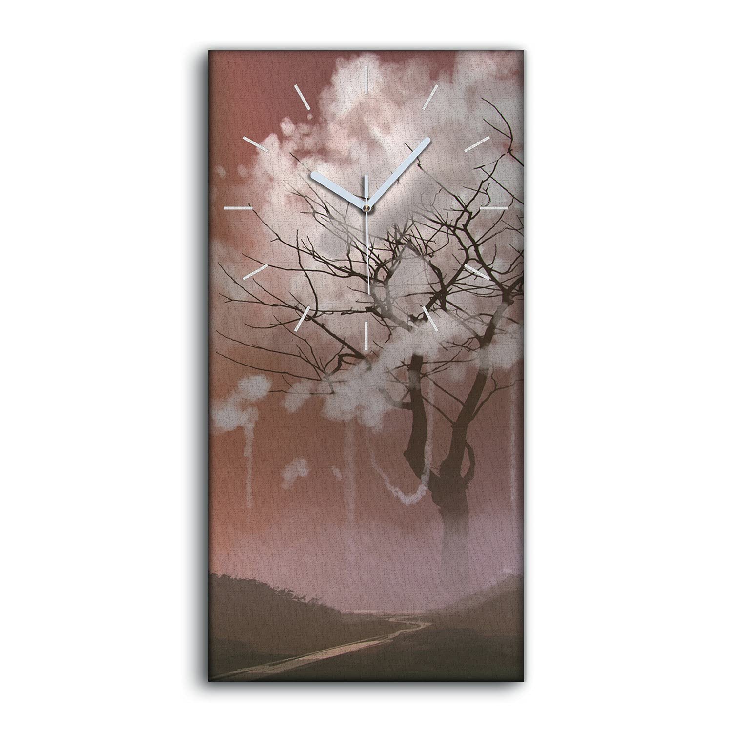 Horloge sur Toile 30x60cm Idée Cadeau Déco Tableau Arbre Abstrait Salon