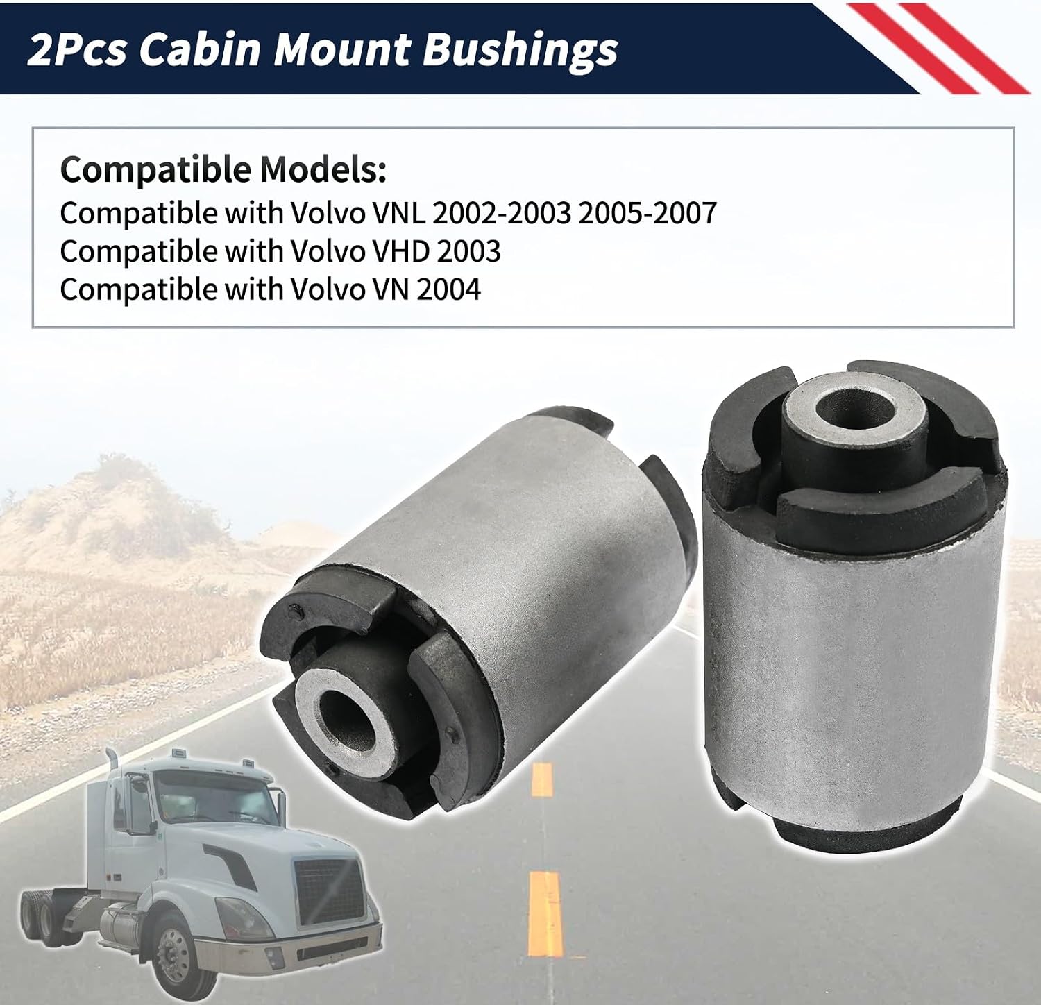 2Pcs Cabin Mount Bushings Compatible with Volvo VNL 2002 2003 2005 2006 2007; for Volvo VHD VN 2003 2004 Heavy Duty Truck Cab Mount Replaces 8074666 20900848