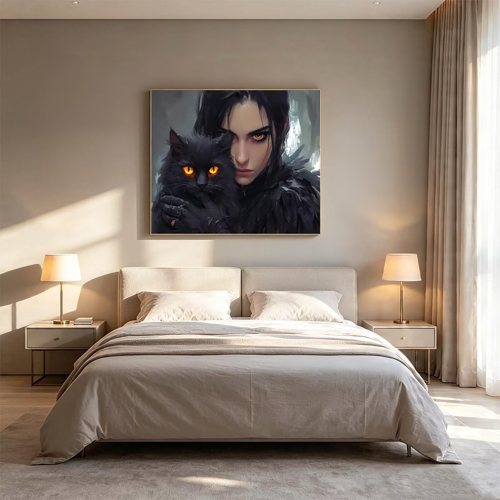 Malen Nach Zahlen Erwachsene Frau Leinwand zum Bemalen 70x95cm ZSHS-1294 | Diy Set Erwachsene mit Acrylfarben Set Pinselset Farbenfrohe Leinwand Katze für Deko Wohnzimmer Geschenke für Frauen