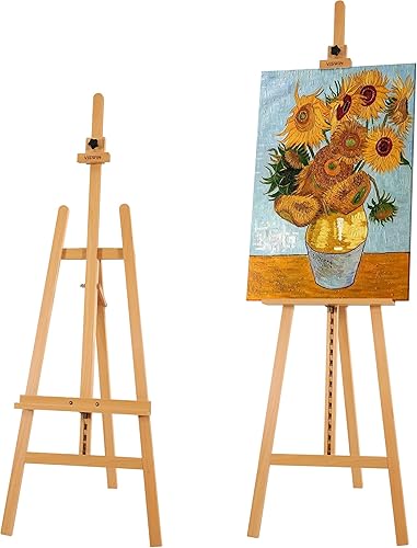 VISWIN Caballete de arte de madera para pintar, ajustable y plegable, soporte de madera de haya para lienzo, sostiene lienzo de hasta 43 pulgadas,