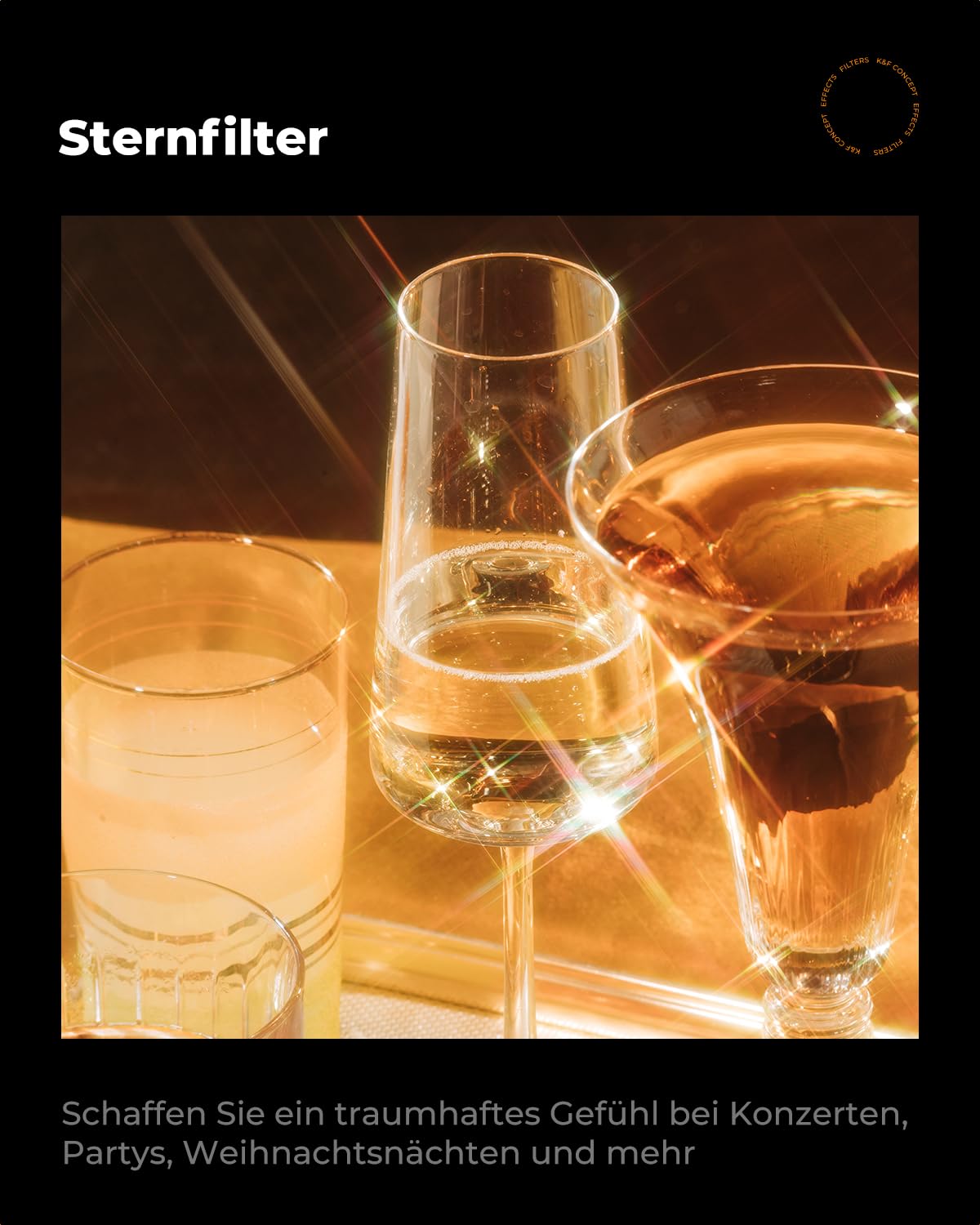 K&F CONCEPT Variabler 82mm Sternfilter 4 Punkte, 8 Punkte für Sternenlichteffekte (Nano-Klear)