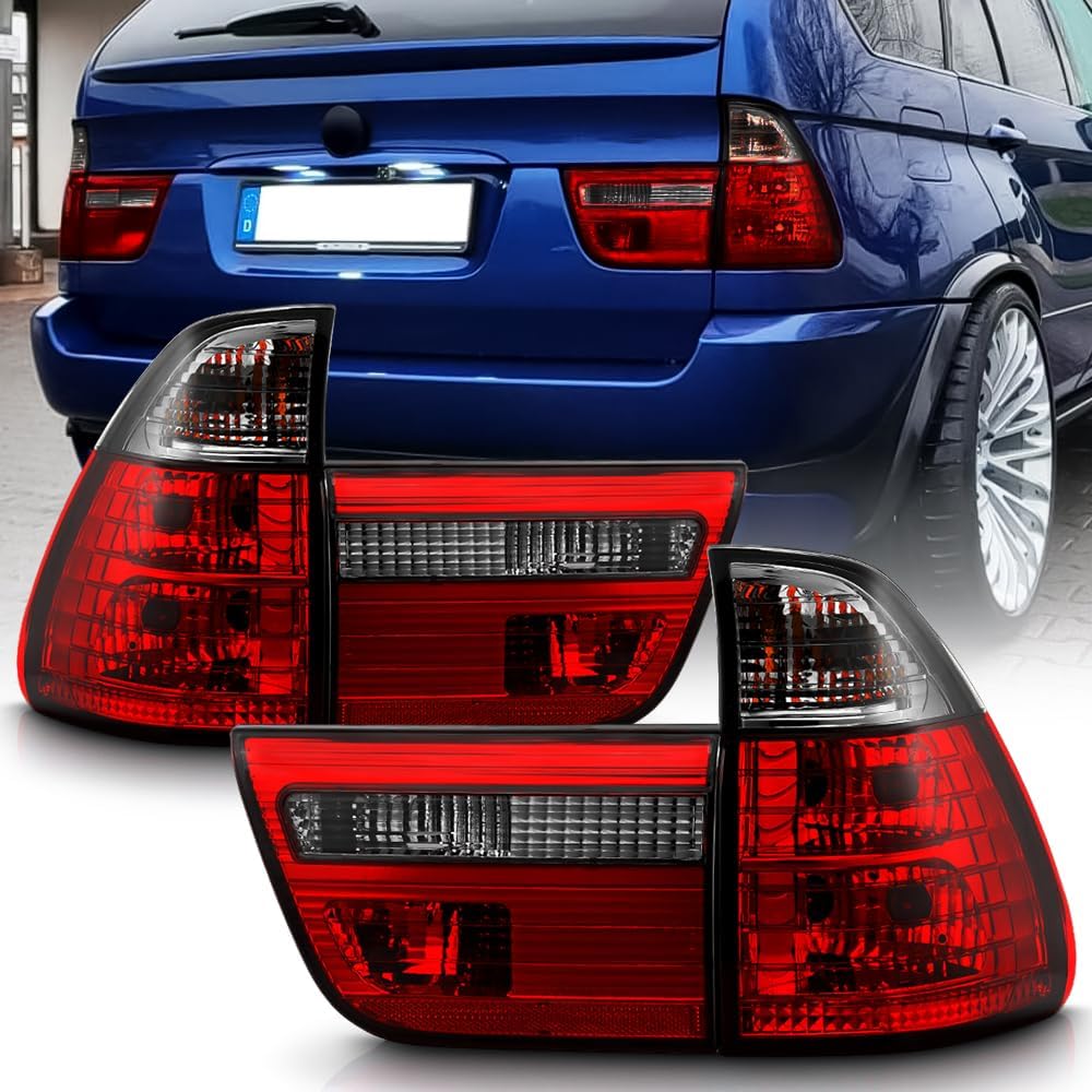 ACANII For 20002006 BMW E53 X5 Red Smoked Tail Lights