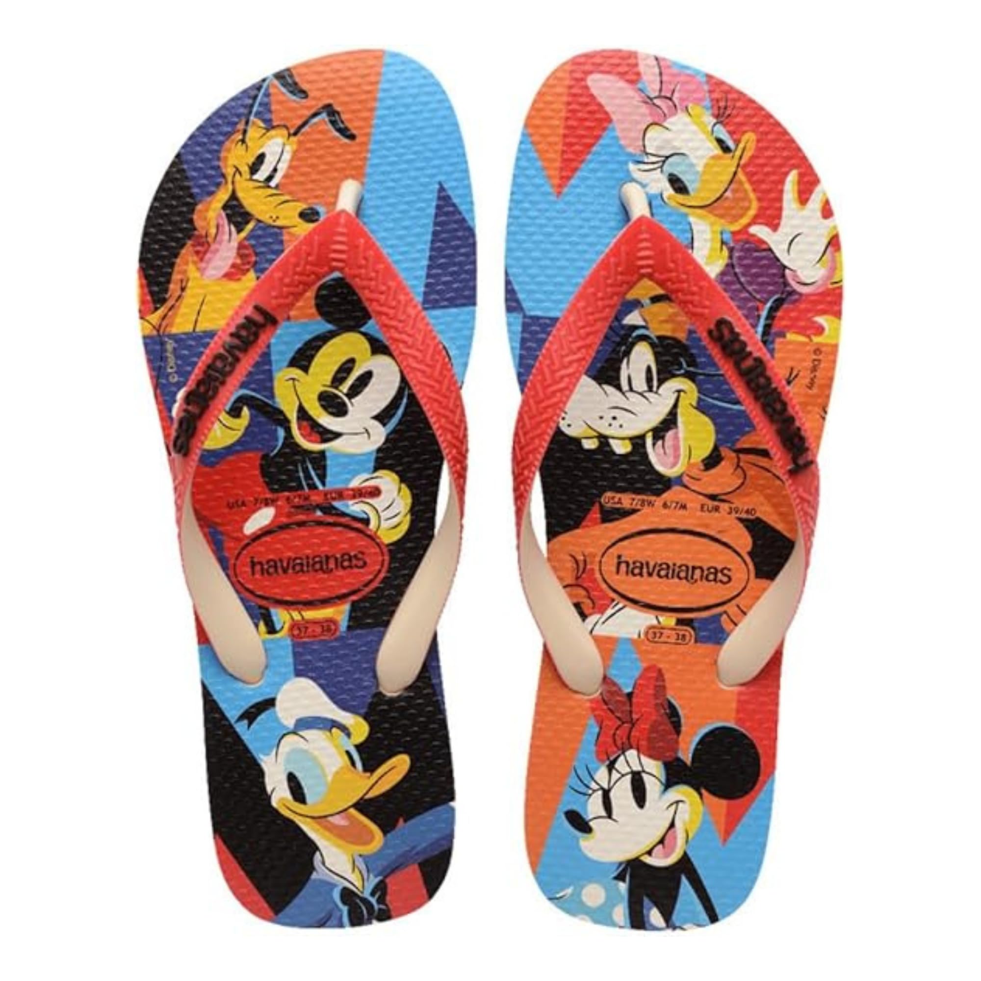 Havaianas Disney Stylish Unisex Adults FlipFlop Beige Straw/Red Ruby 4.5/5 UK