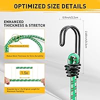 Vista 20 de Cuerdas elásticas resistentes al aire libre: 20 piezas de cuerdas elásticas de goma premium con ganchos en un tarro de almacenamiento incluye cuerda