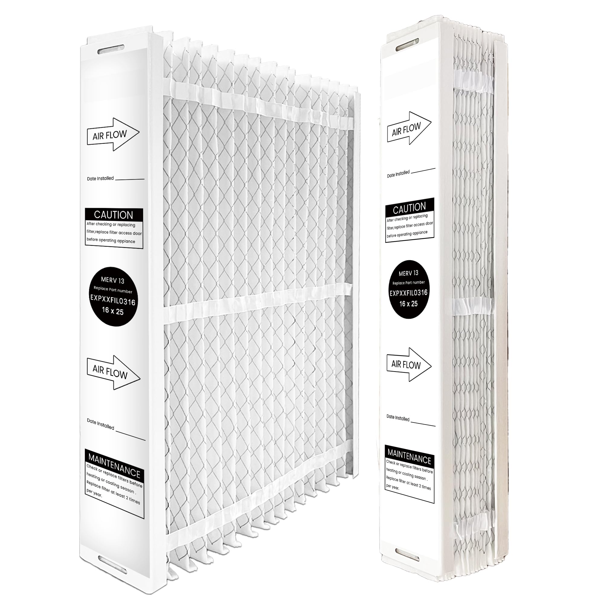 Carrier/Bryant EXPXXFIL0316 & EXPXXFIL0016 (2-Pack) - 16" x 25" x 5" EZ Flex Air Filter, MERV 13
