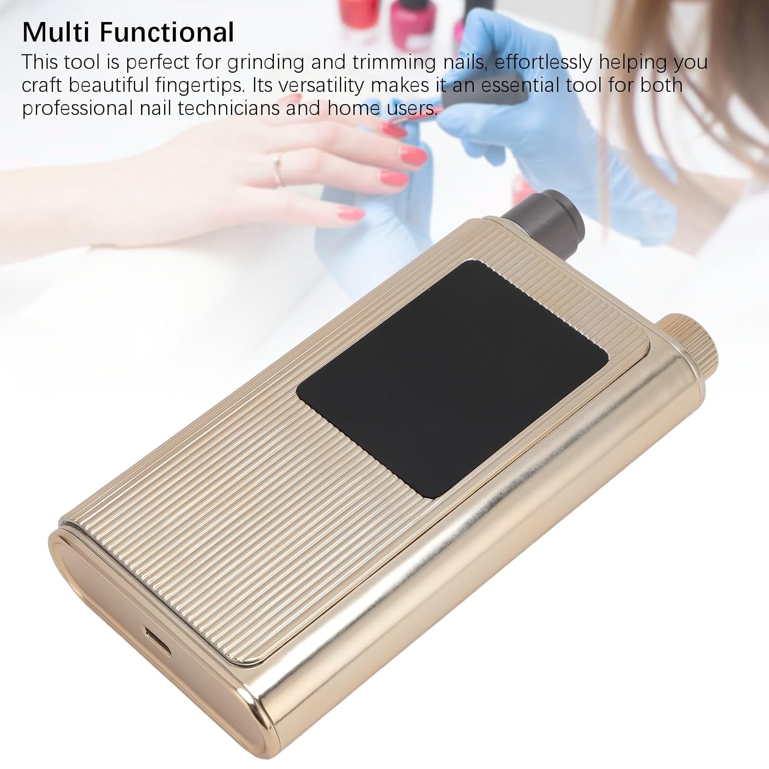 Electric Nail Drill Machine, 40000rpm Professional Nail Grinding Tool with Hollow Cup Lithium ion Battery Low Noise Nail File for Salon Home Manicure Pedicure Polishing